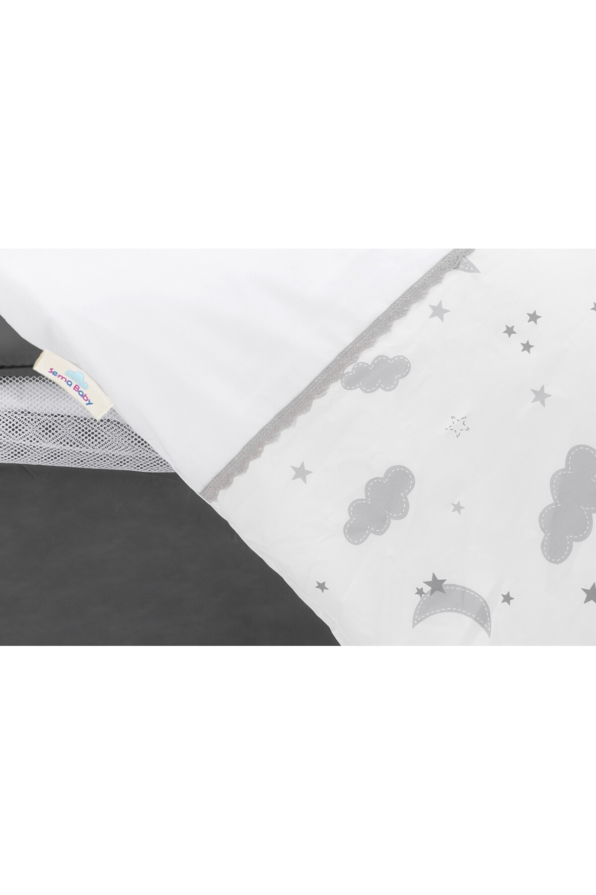 Genel Markalar Lüks Park Yatak Bebek 6 Parça Uyku Seti - Gri Bulut ve Ay fotoğrafı 2 (önizleme)