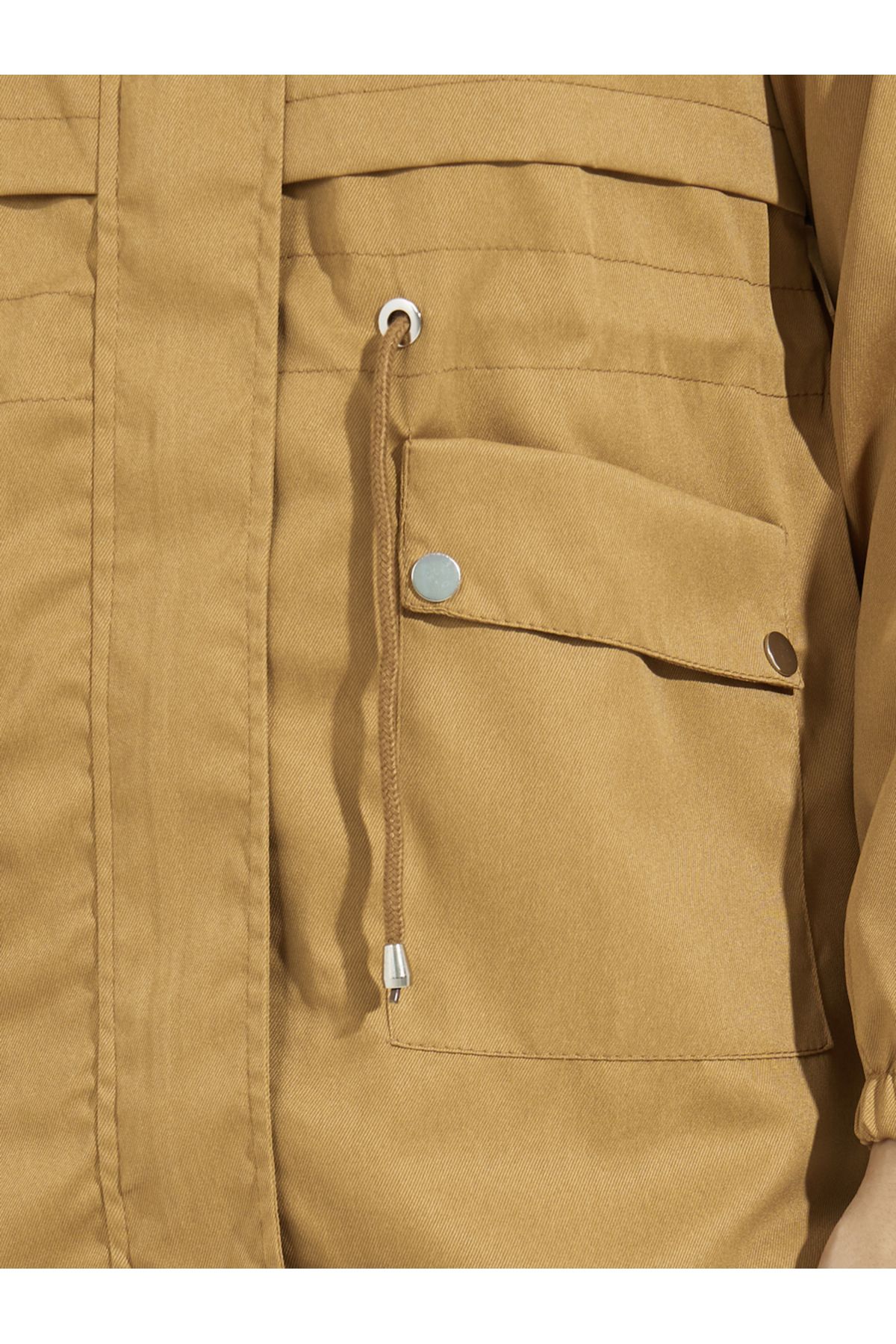 Styli-Regular Fit Longline Utility Jacket with String 4