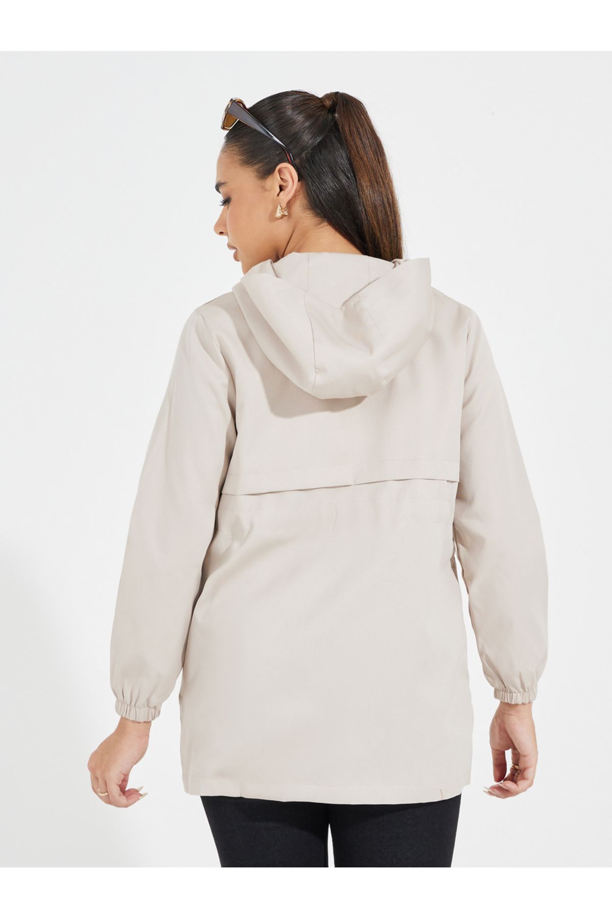 Styli-Regular Fit Longline Utility Jacket with String 5