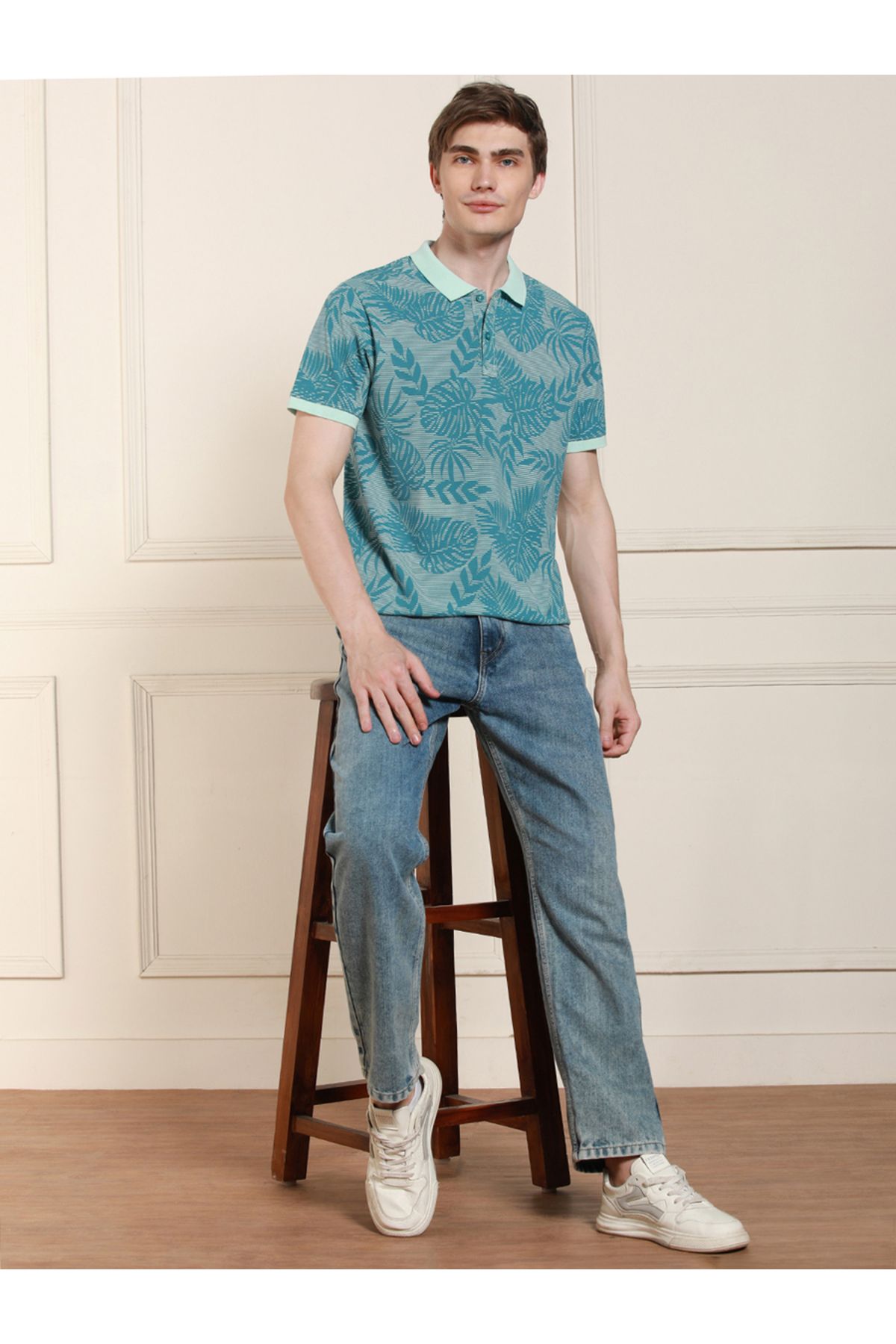 Dennis Lingo By Styli-Leaf Tropical Print Casual Polo 5