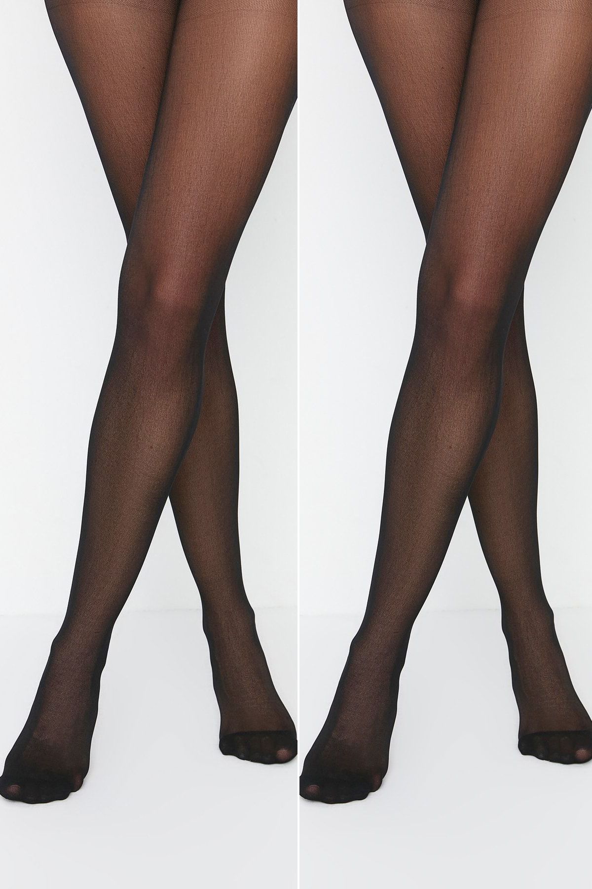 Trendyol Collection-Schwarze 2-teilige Jacquard-Stricksocken THMAW23CO00095 1