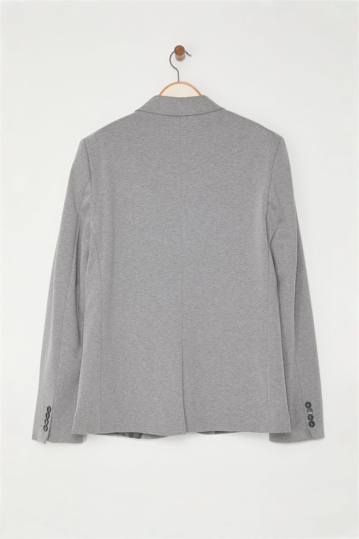 Trendyol Collection-Flexible and Comfortable Gray Blazer Jacket - Regular Fit, Textured Fabric Tmnaw22Ce0235 9