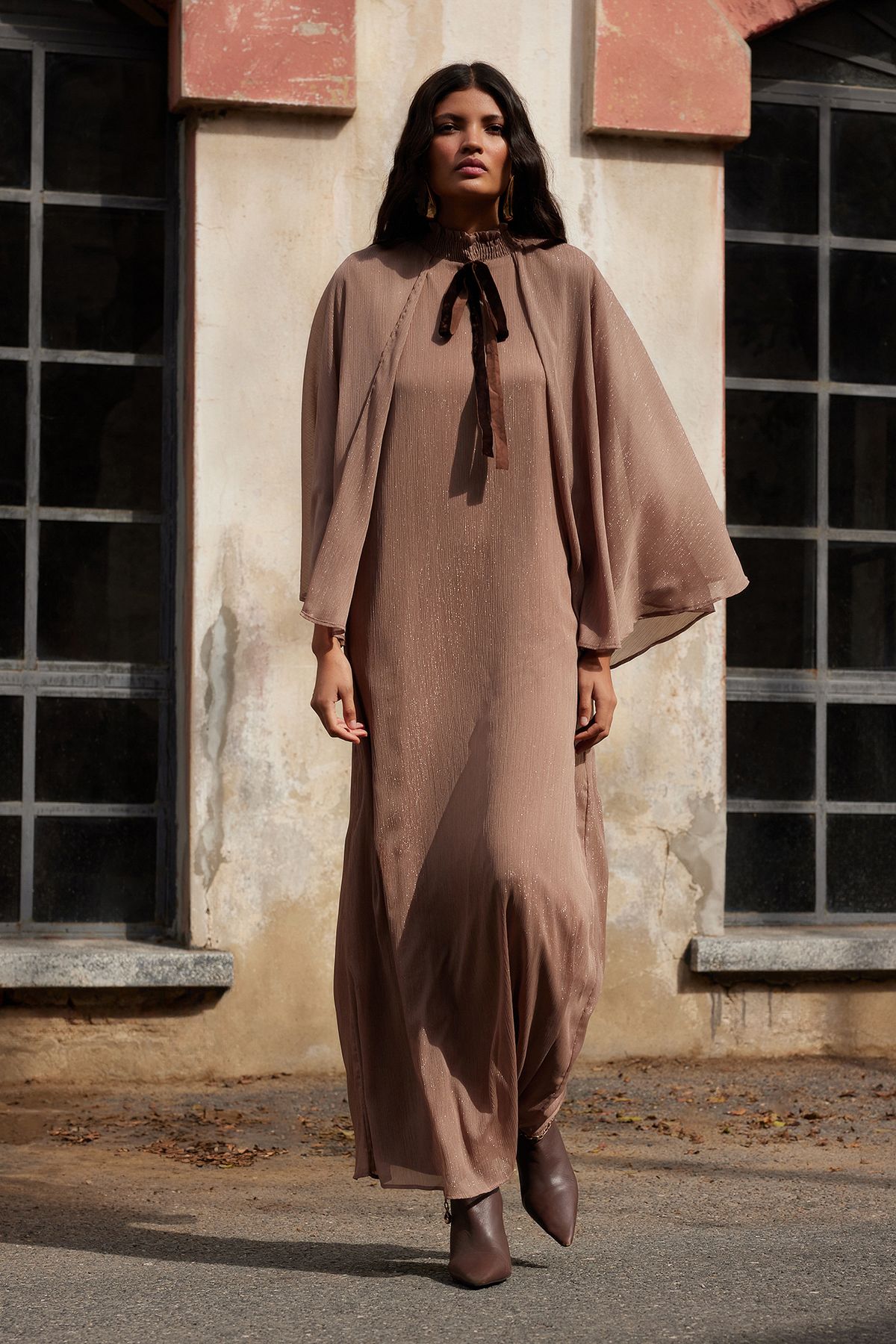 Trendyol Modest Sukienka X Ai Mink Cape Ribbon Detail Tctaw25eb00126 Kobieta - 34