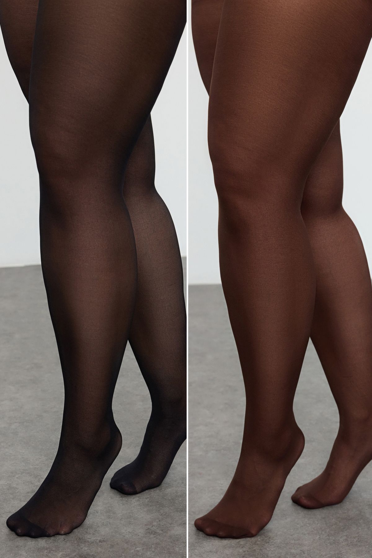Trendyol Curve-Schwarz-braune 2er-Pack Super Opaque 40 Den Strumpfhosen in Übergröße TBBAW23KC00004 2