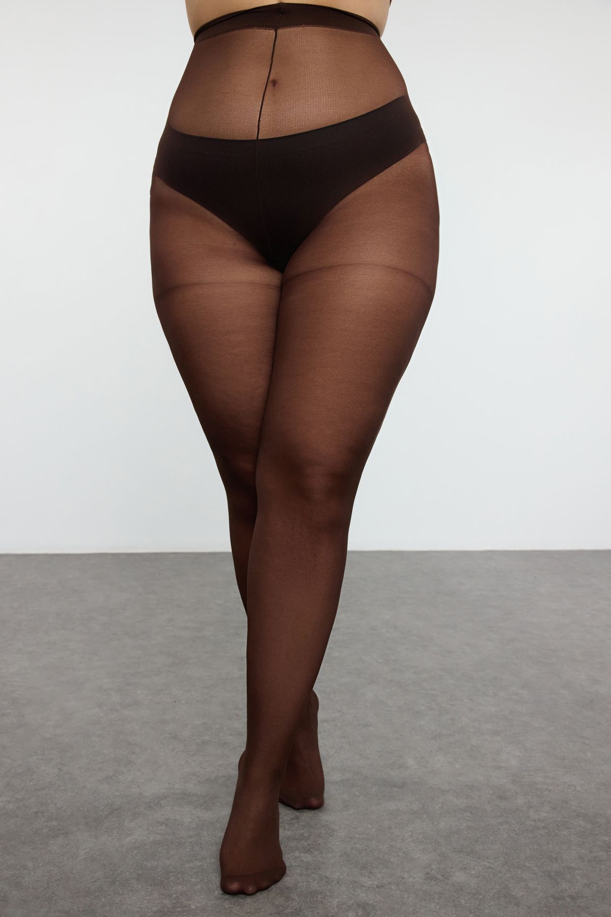 Trendyol Curve-Schwarz-braune 2er-Pack Super Opaque 40 Den Strumpfhosen in Übergröße TBBAW23KC00004 6