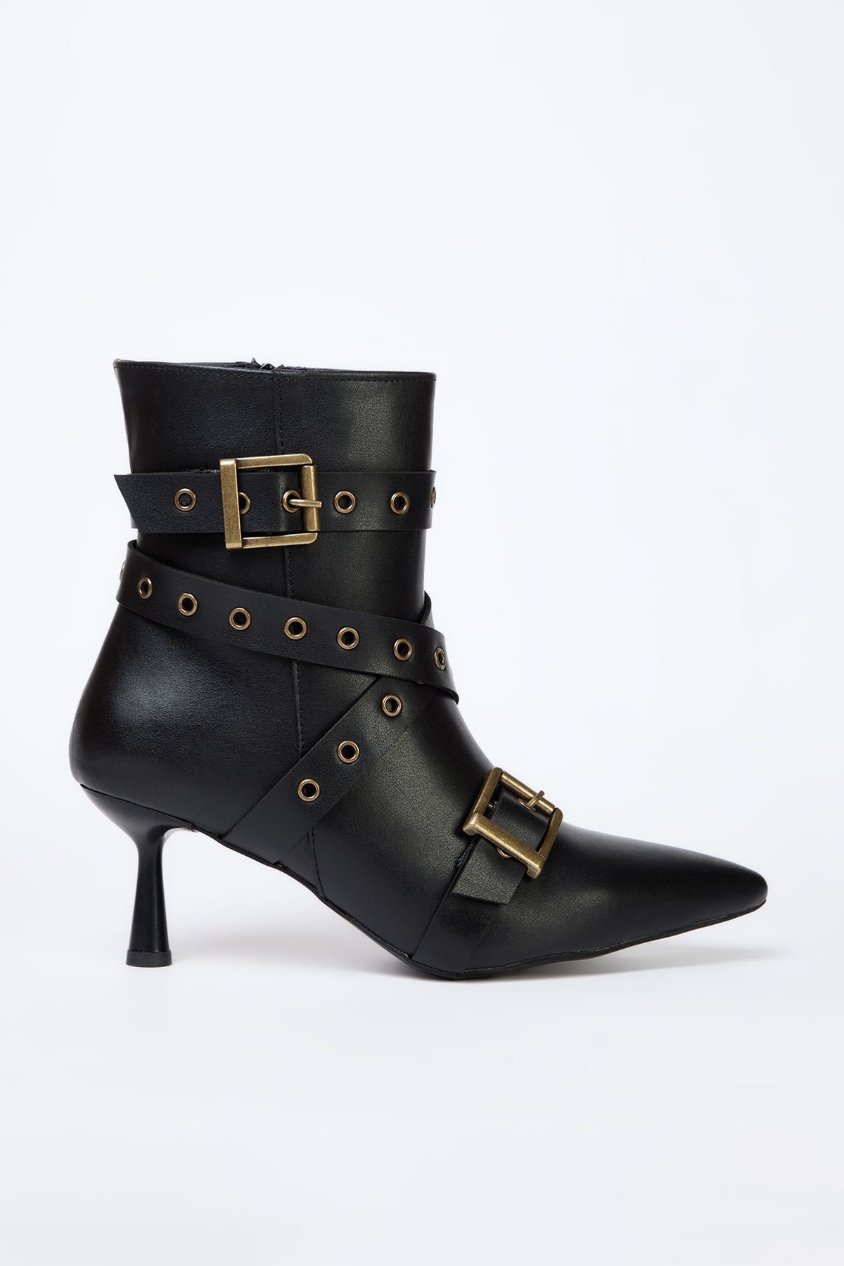 TRENDYOL SHOES-Cizme negre cu toc subțire pentru femei cu detaliu cu cataramă antică - TAKAW25BO00015 5