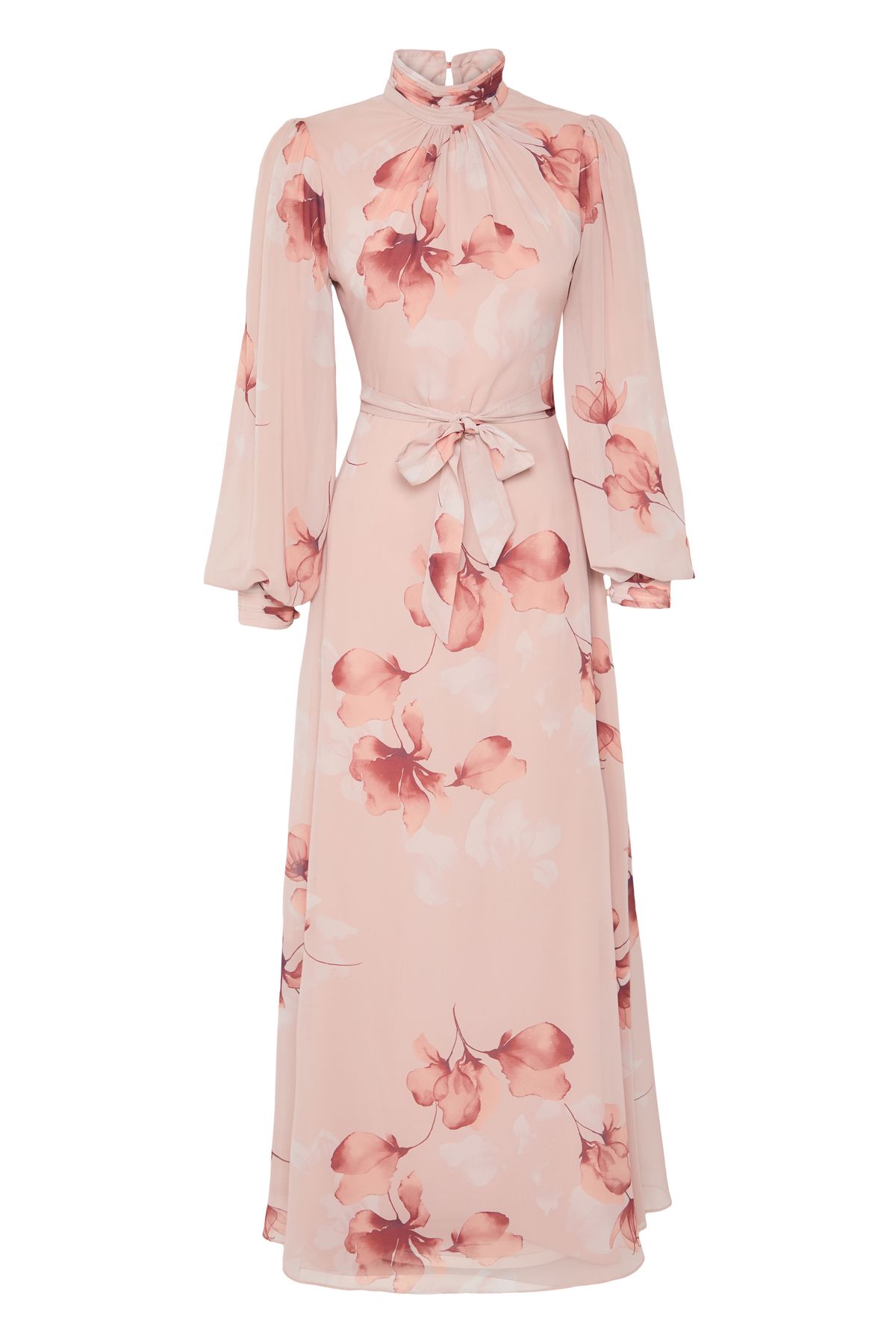 Trendyol Modest-X AI Powder Blumendruck-Kleid mit Gürtel TCTAW25EB00125 6