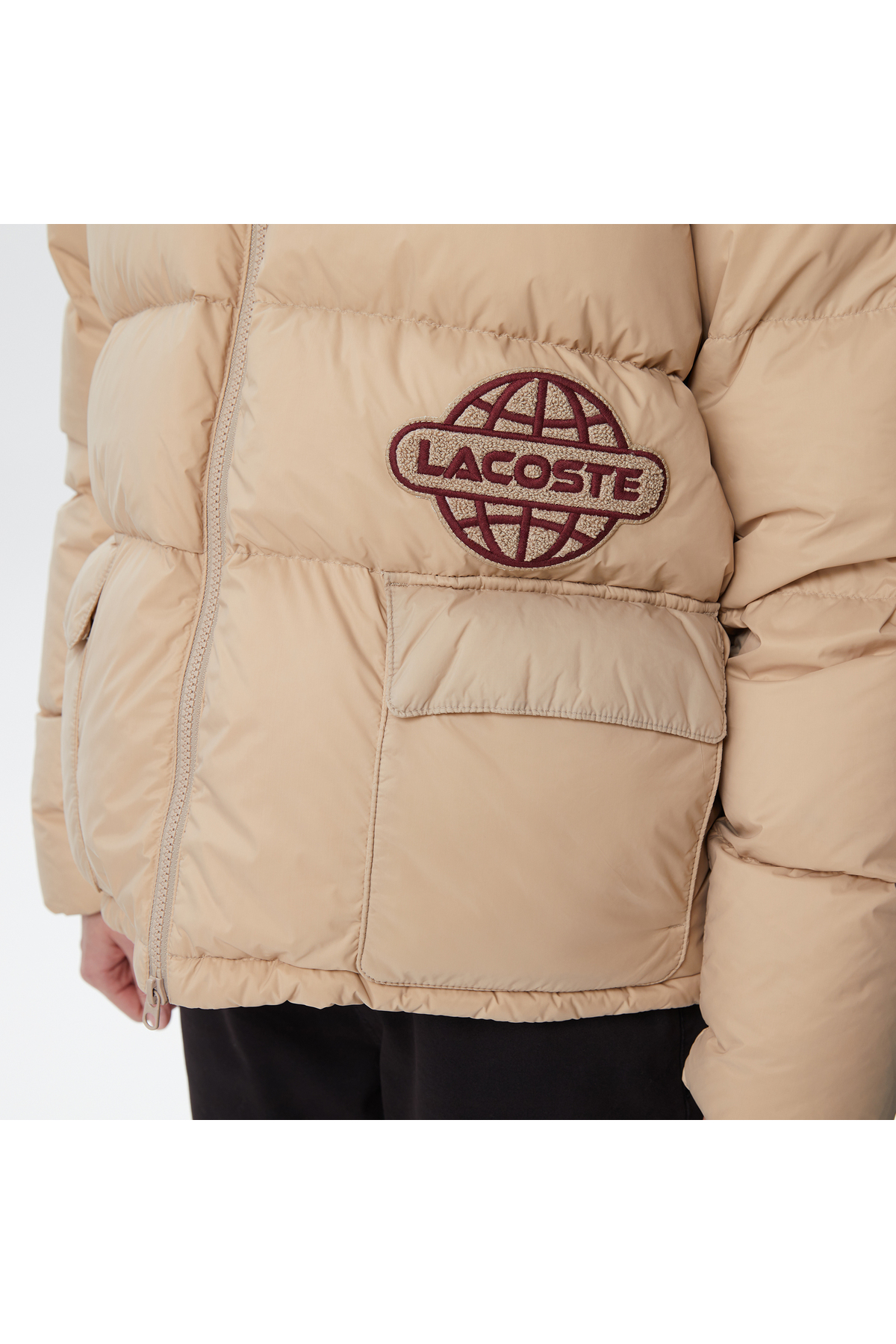 Lacoste Kadın Kapüşonlu Kapitone Kahverengi Mont görsel 8