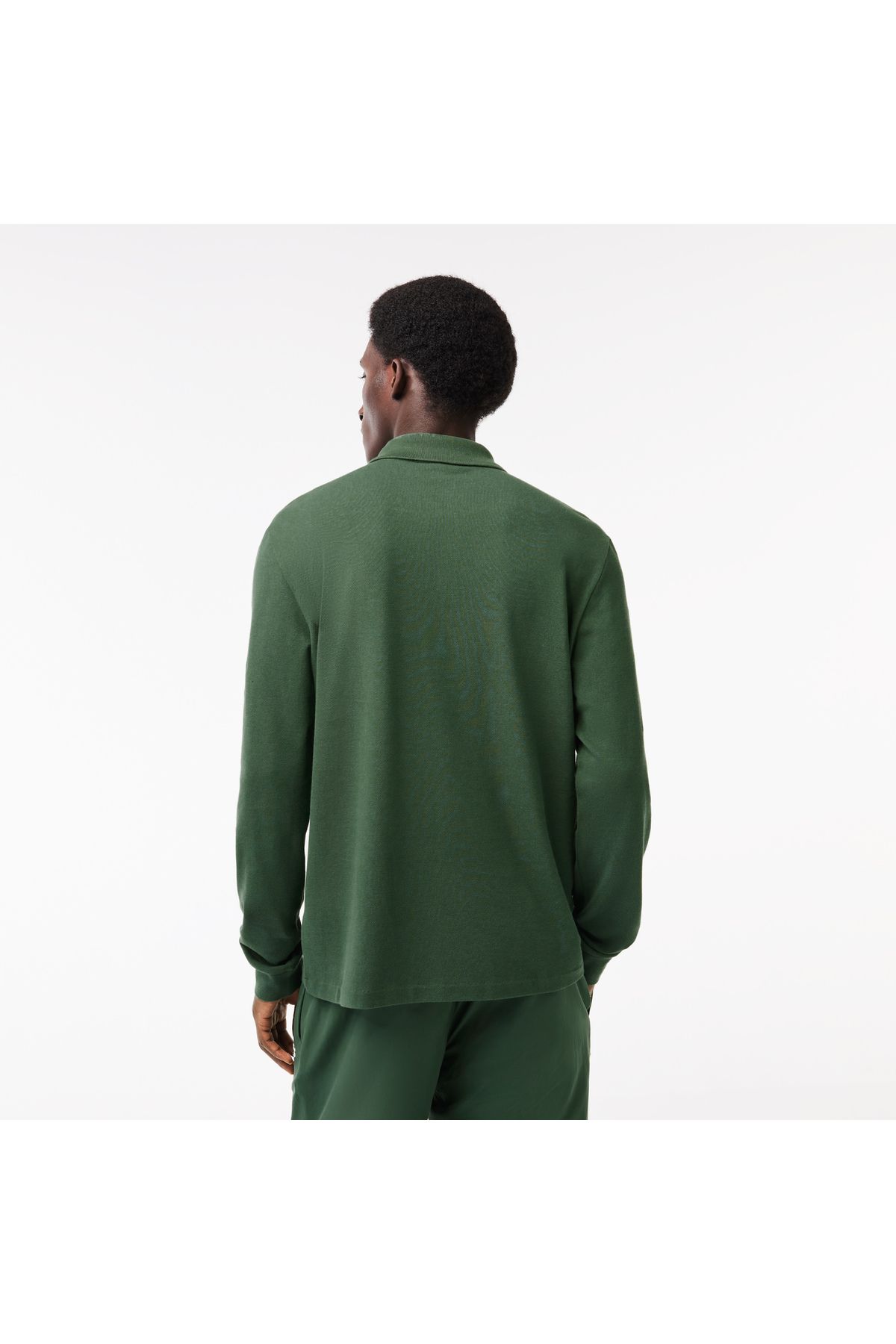 تی شرت یقه پولو سبز مردانه آستین بلند کلاسیک L.12.12 Haki Polo Lacoste