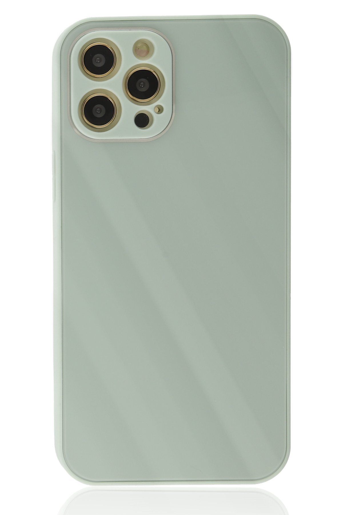 NewFace iPhone 12 Pro Max Kılıf Glass Kapak - Turkuaz ZRNET
