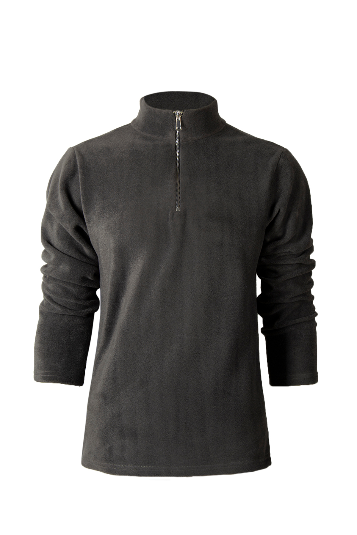 VEAVEN Antrasit Yarım Fermuarlı Regular Kalıp Dik Yaka Polar Sweatshirt görsel 2
