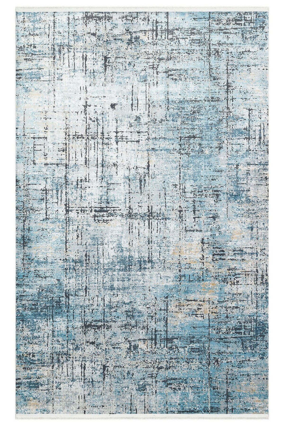 Eko Halı Verona Vr 03 Grey Blue Xw V1 Yumuşak Ipeksi Tuşeli Yüksek Alçak Oymalı Modern Ince Makine Halısı