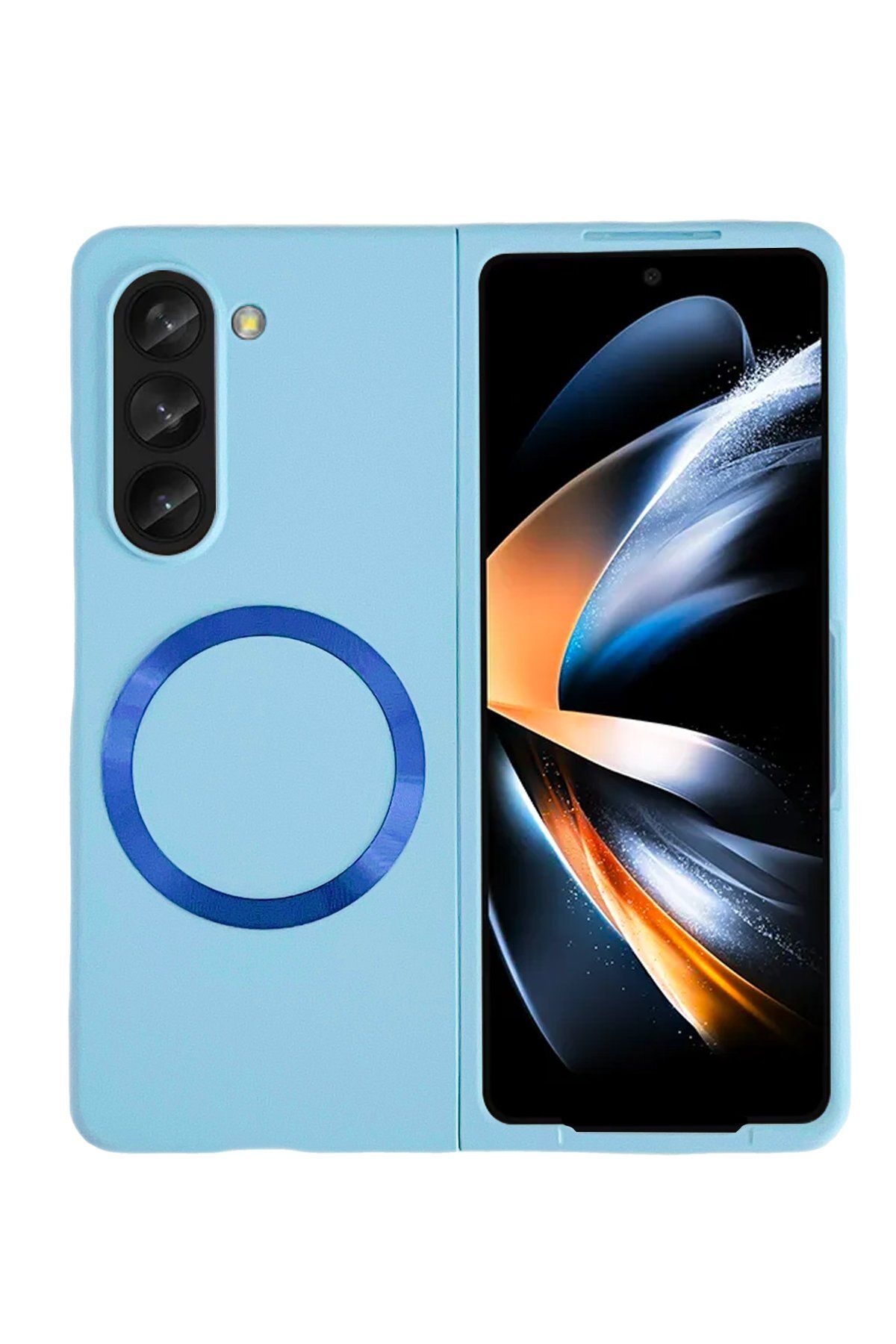 NewFace Samsung Galaxy Z Fold 5 Kılıf Mata Fold Kapak - Sierra Blue GLSTD