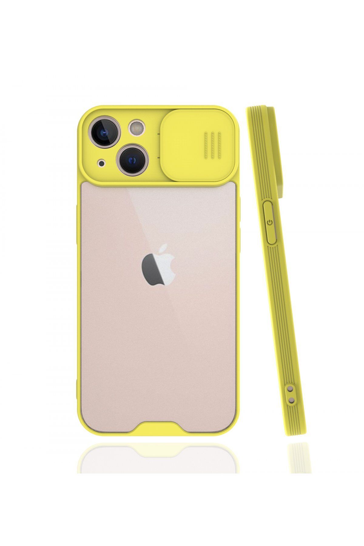 NewFace iPhone 13 Kılıf Platin Kamera Koruma Silikon - Sarı GLSTD