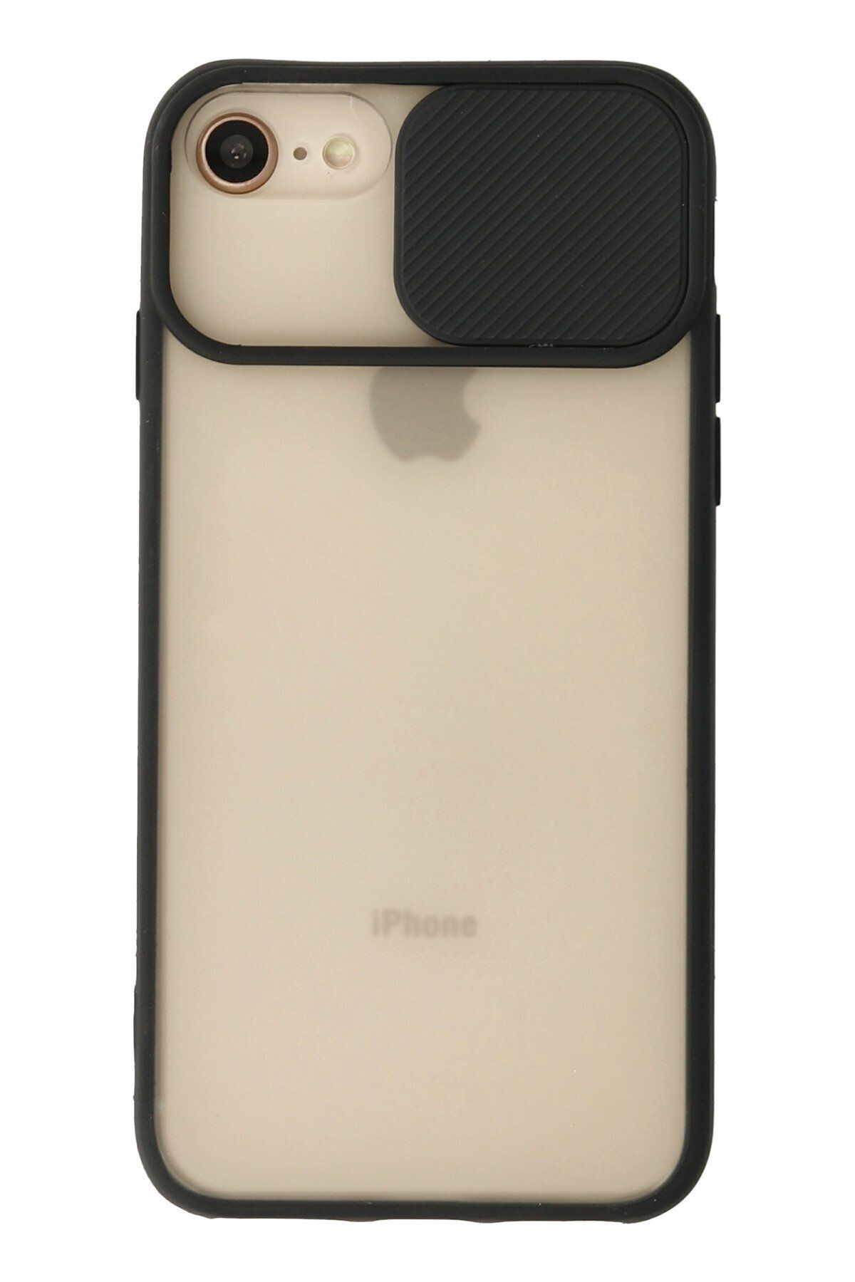 NewFace iPhone 7 Kılıf Palm Buzlu Kamera Sürgülü Silikon - Siyah GLSTD