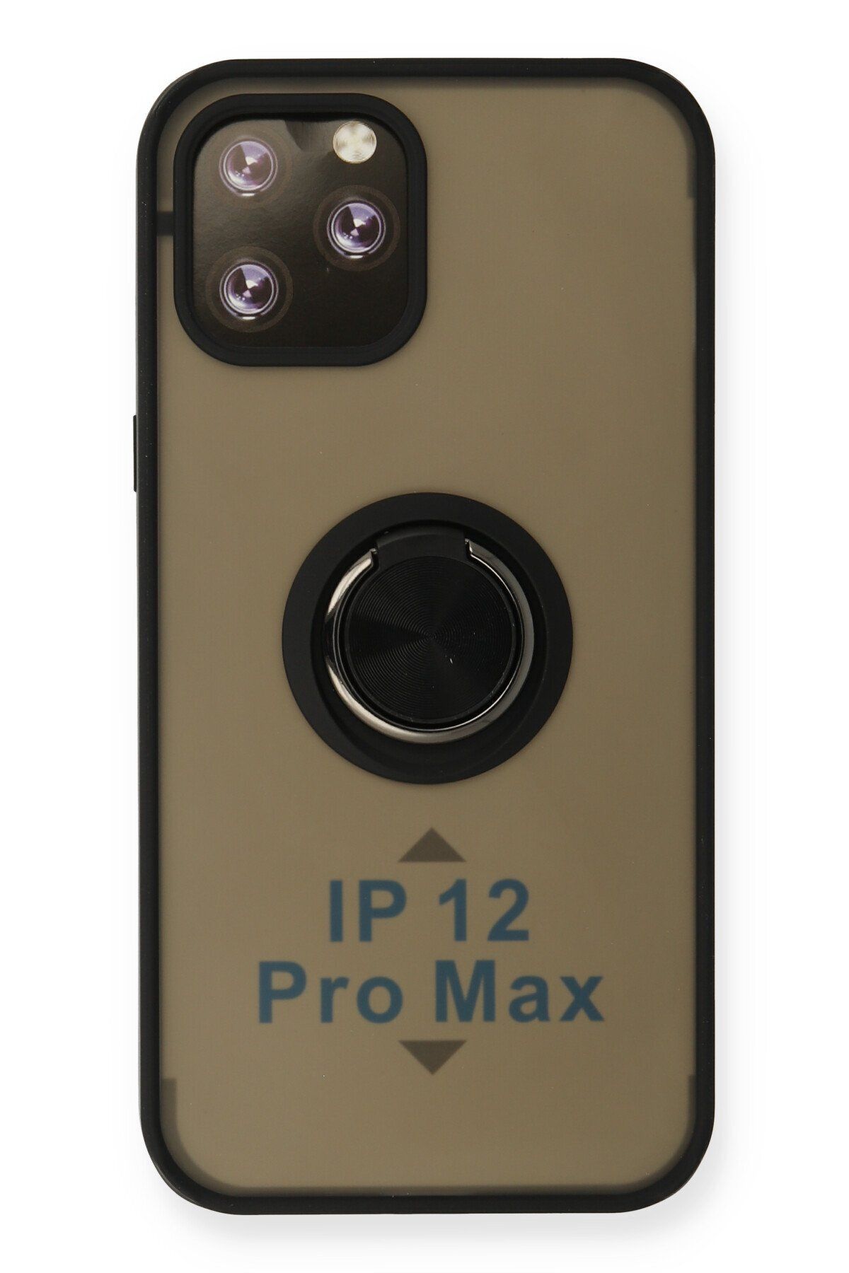 NewFace iPhone 12 Pro Max Uyumlu Kılıf Montreal Yüzüklü Silikon Kapak - Siyah MRAYD