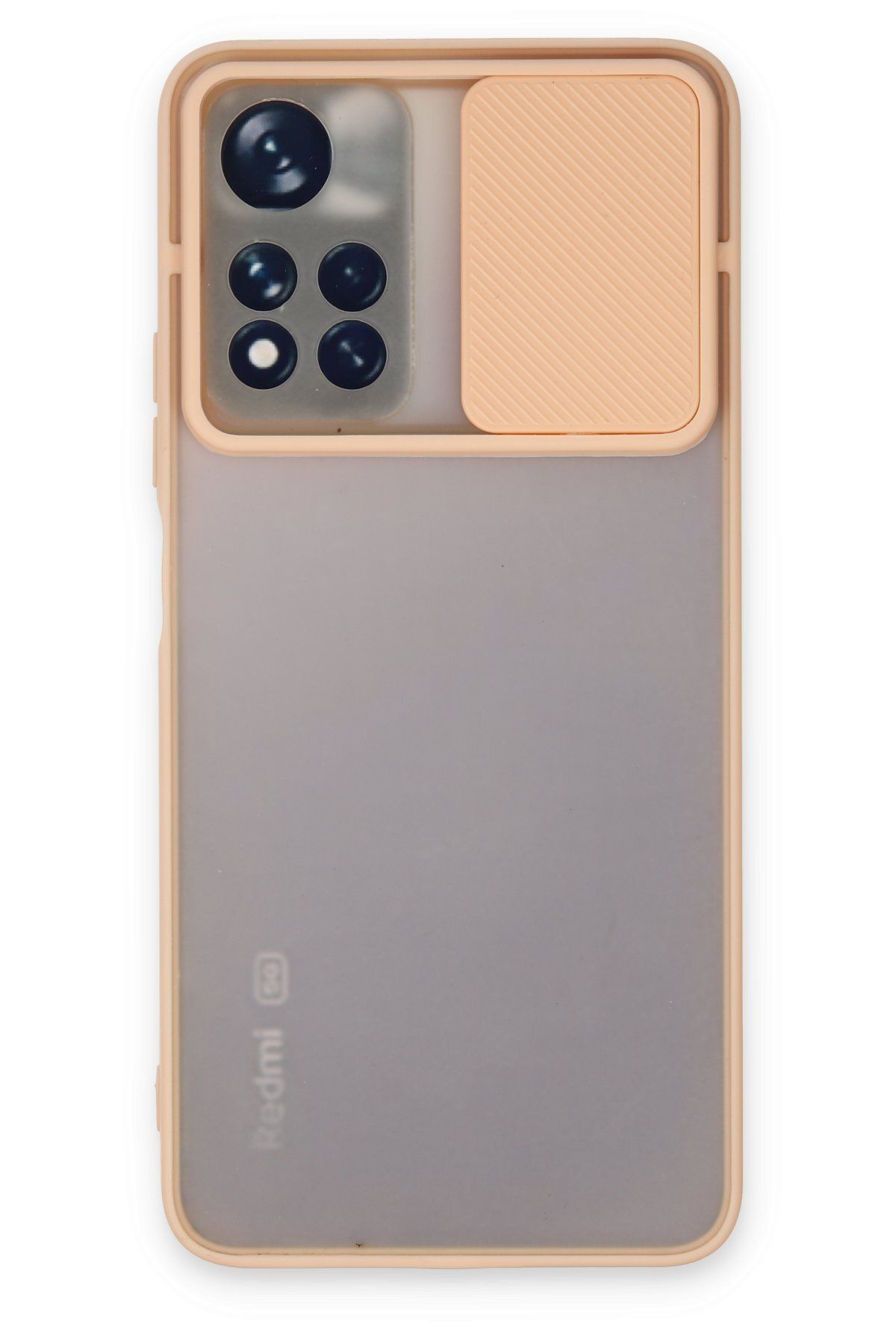 NewFace Xiaomi Poco M4 Pro 5G Kılıf Palm Buzlu Kamera Sürgülü Silikon - Pembe GLSTD