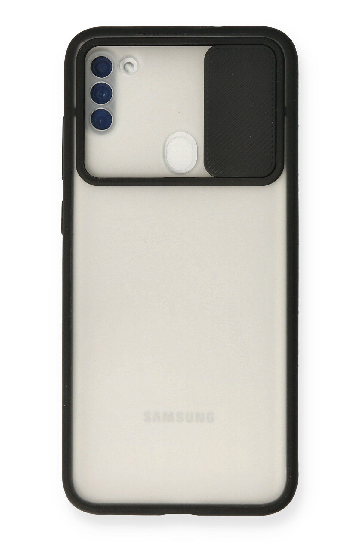 NewFace Samsung Galaxy A11 Kılıf Palm Buzlu Kamera Sürgülü Silikon - Siyah ZRNET
