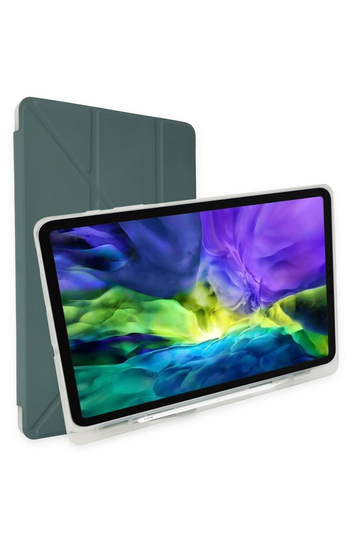NewFace iPad Pro 12.9 (2018) Kılıf Kalemlikli Mars Tablet Kılıfı - Koyu Yeşil ZRNET