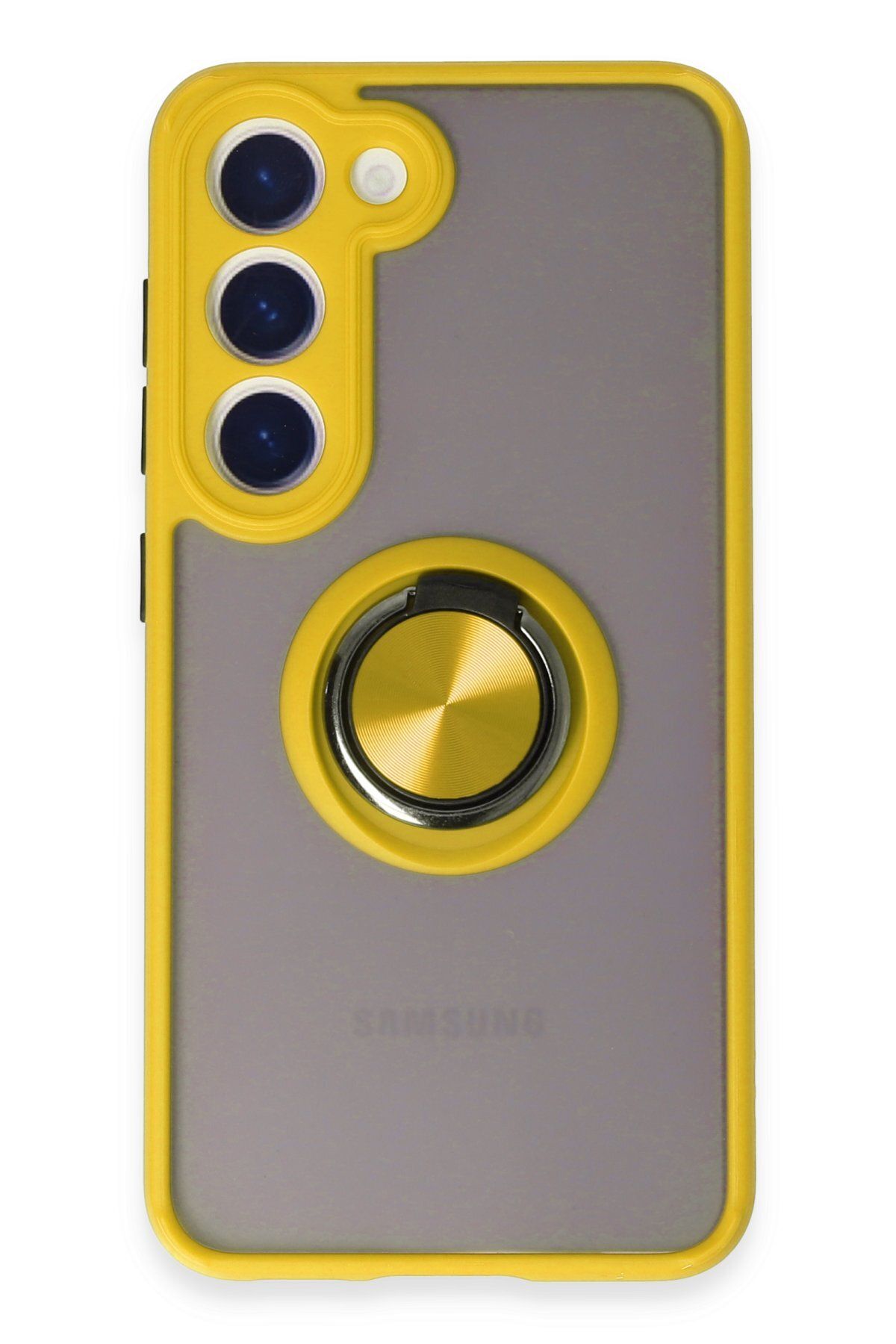NewFace Galaxy S23 Uyumlu Kılıf Montreal Yüzüklü Silikon Kapak - Sarı ZRNET