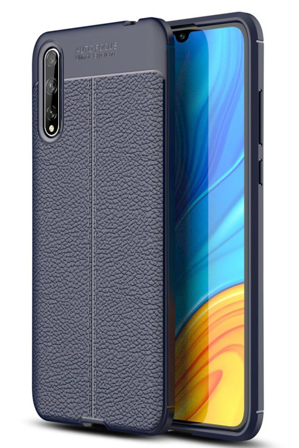 NewFace Huawei P Smart S Kılıf Focus Derili Silikon - Lacivert ZRNET
