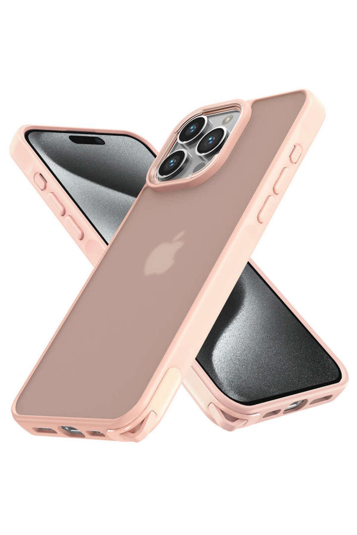 NewFace iPhone 13 Pro Max Kılıf Elegant Kapak - Pudra GLSTD