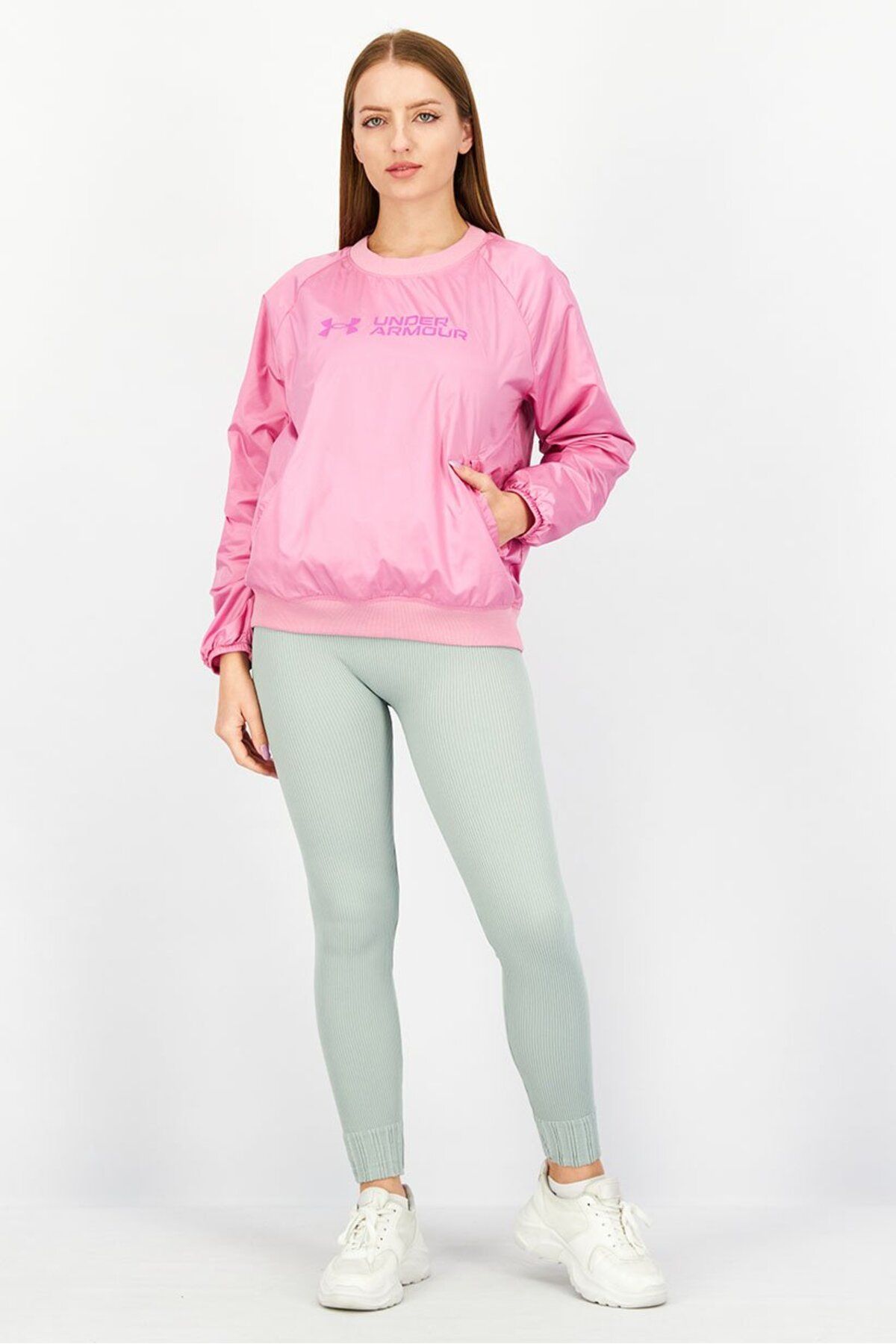 Under Armour-Women Sportswear Fit Round Neckline Long Sleeve Sweatshirt, Pink 4