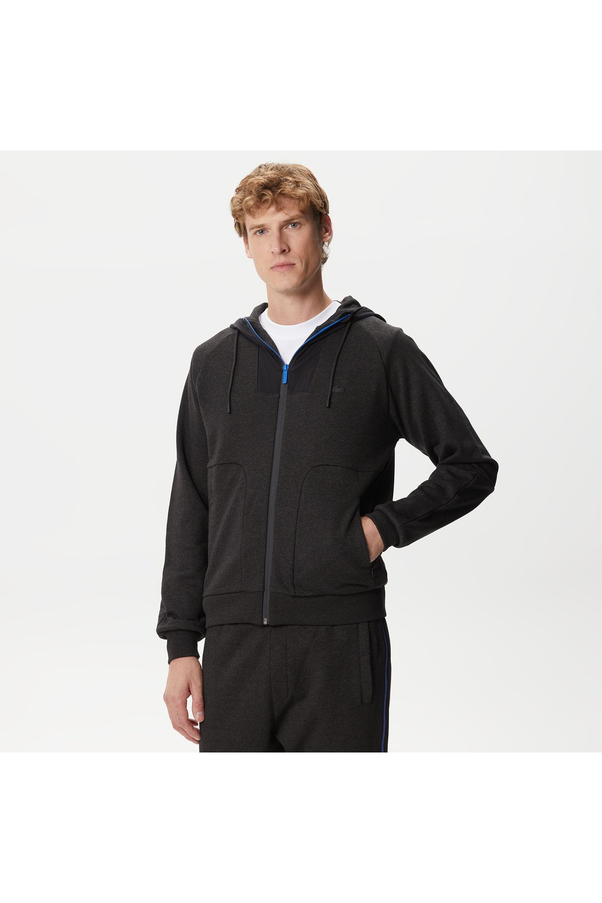 سویشرت مشکی مردانه سیاه بلوک کلاه براق Lacoste