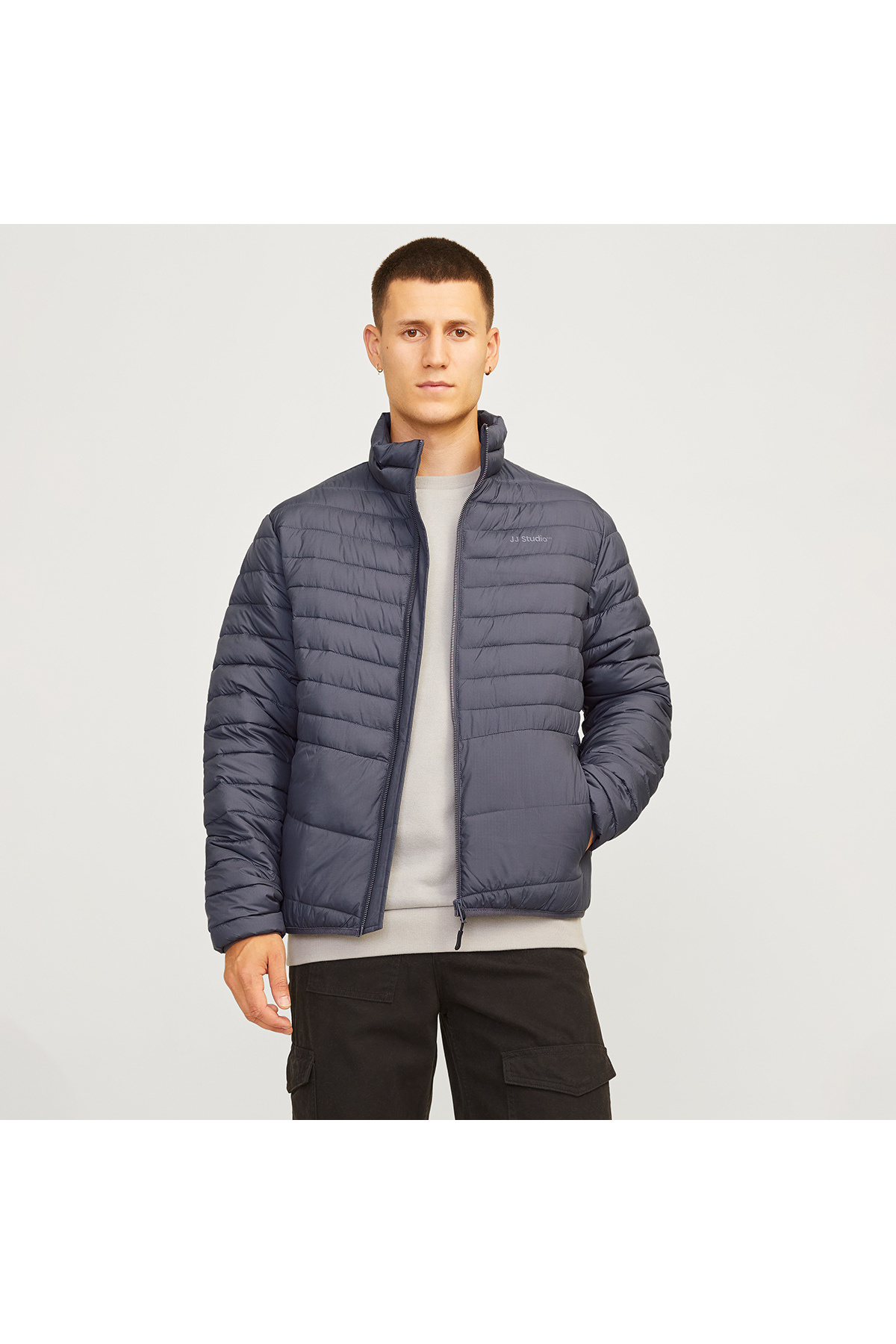 جک اند جونز کاپشن یقه ایستاده مشکی مردانه جک اند جونز State Packable Puffer Colar