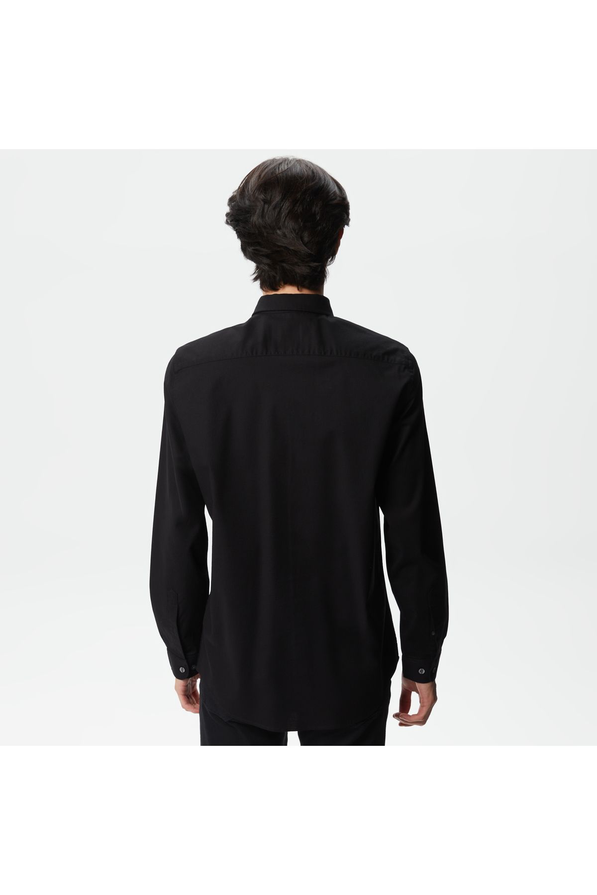 پیراهن / بلوز دکمه دار مشکی مردانه پنبه ارگانیک یقه آلی لباس باریک Lacoste