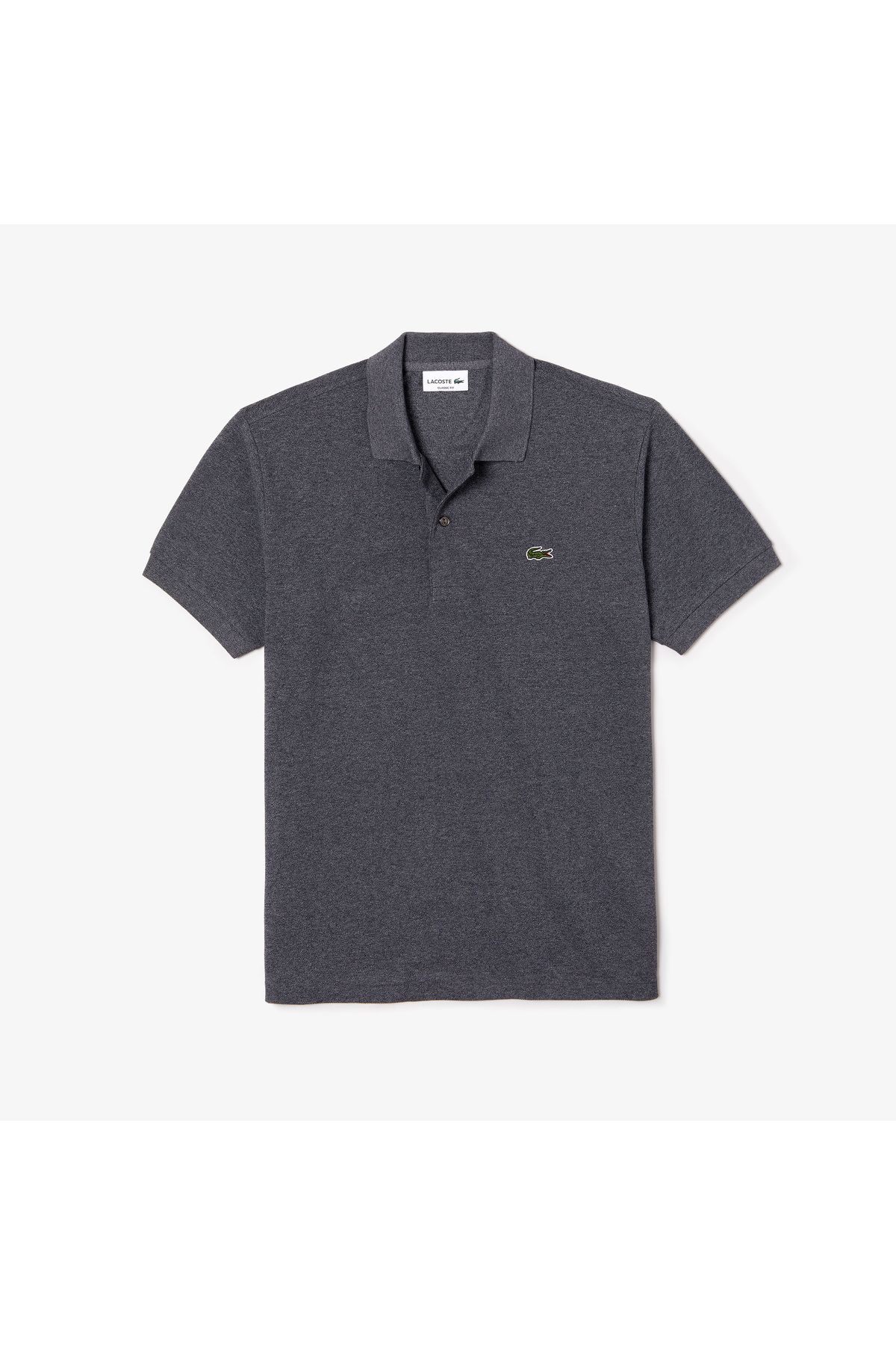 تی شرت یقه پولو خاکستری مردانه کلاسیک Marl L.12.12 چوگان تیره Lacoste
