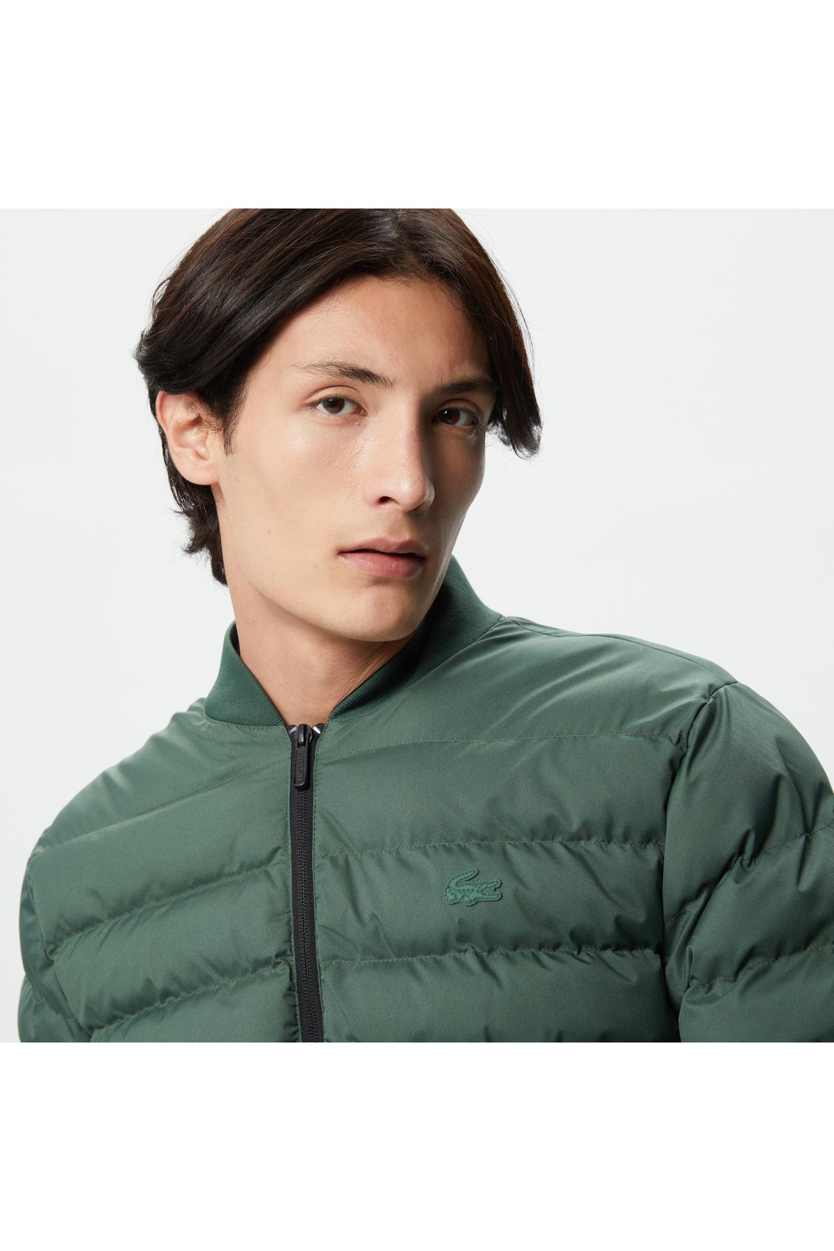 کاپشن سبز مردانه مانتو خاکی لحاف یقه قاضی Lacoste