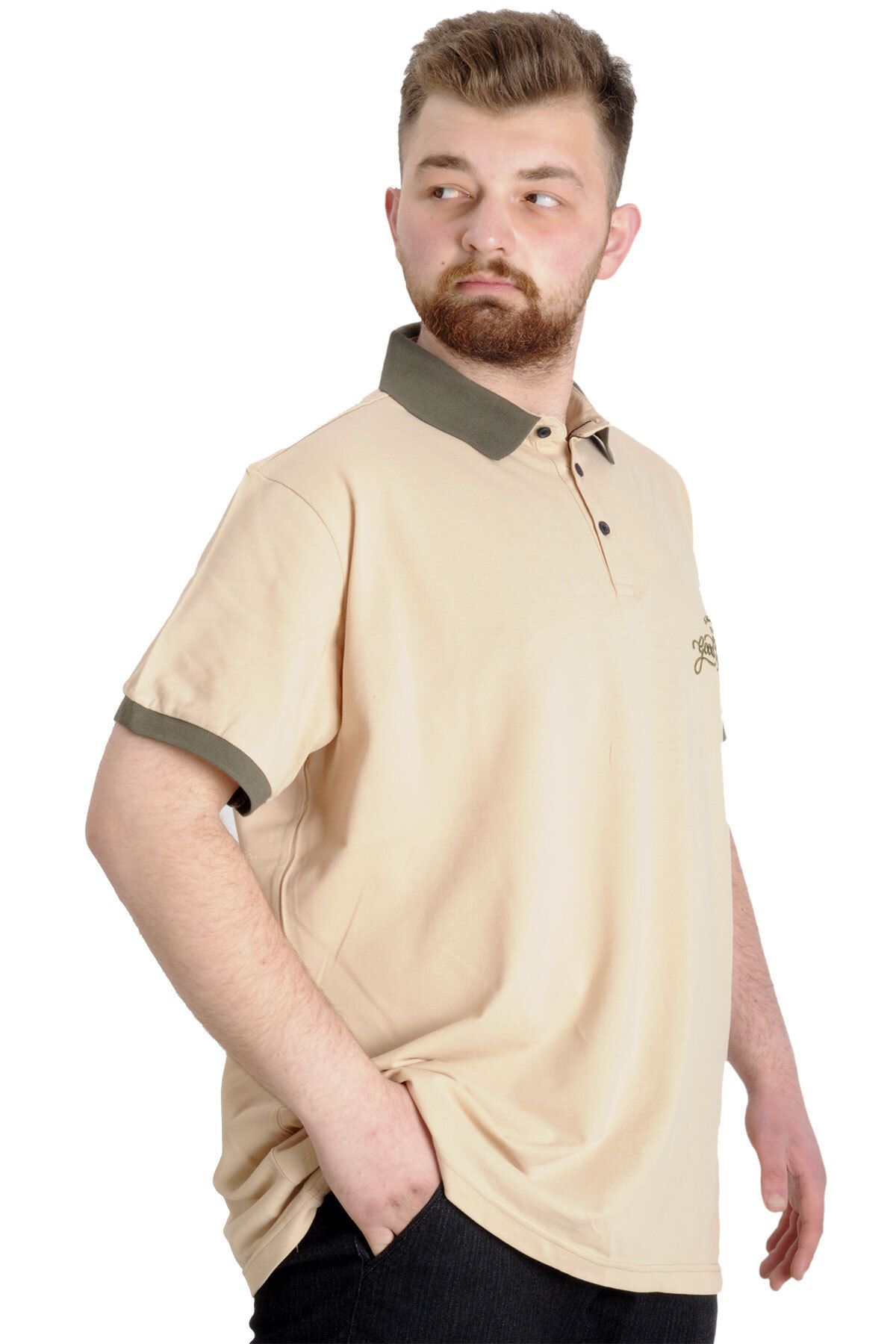 ModeXL-Mode Xl Large Size Men's Polo T-shirt Good Times 23345 Beige 3