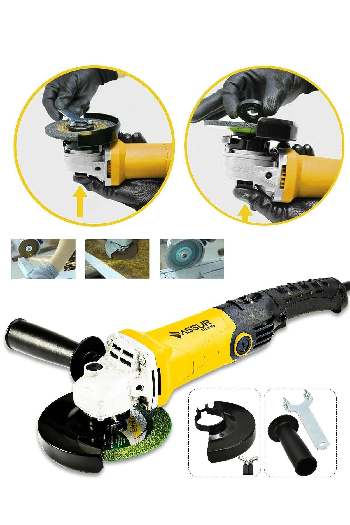 Jetta Power Tools Assur Plus Avuç Içi Taşlama Makinası 6 Kademeli Uzun Kuyruk Devir Ayarlı 125 Mm