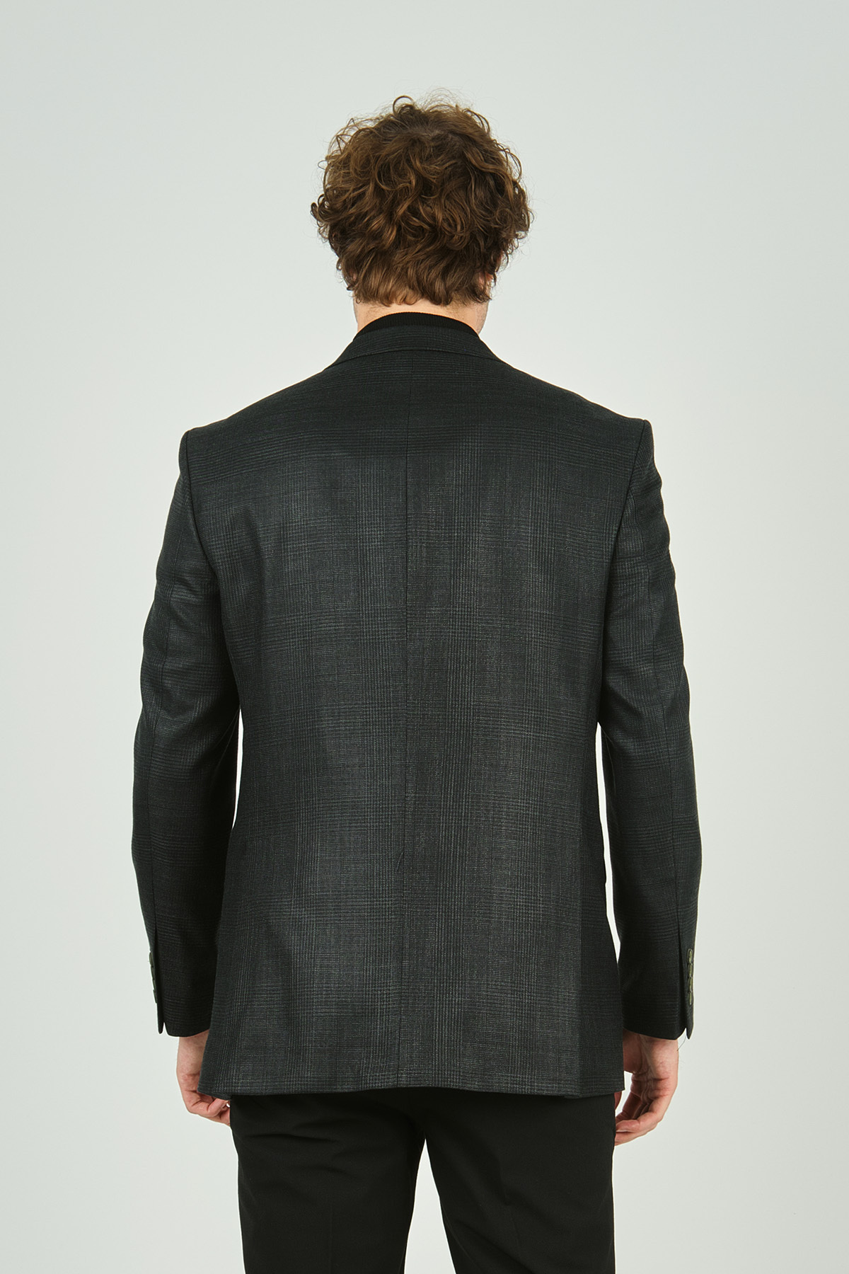 GİO-Gio Men's Green Striped Classic Cut Wool Jacket - Regular Fit 1891 4