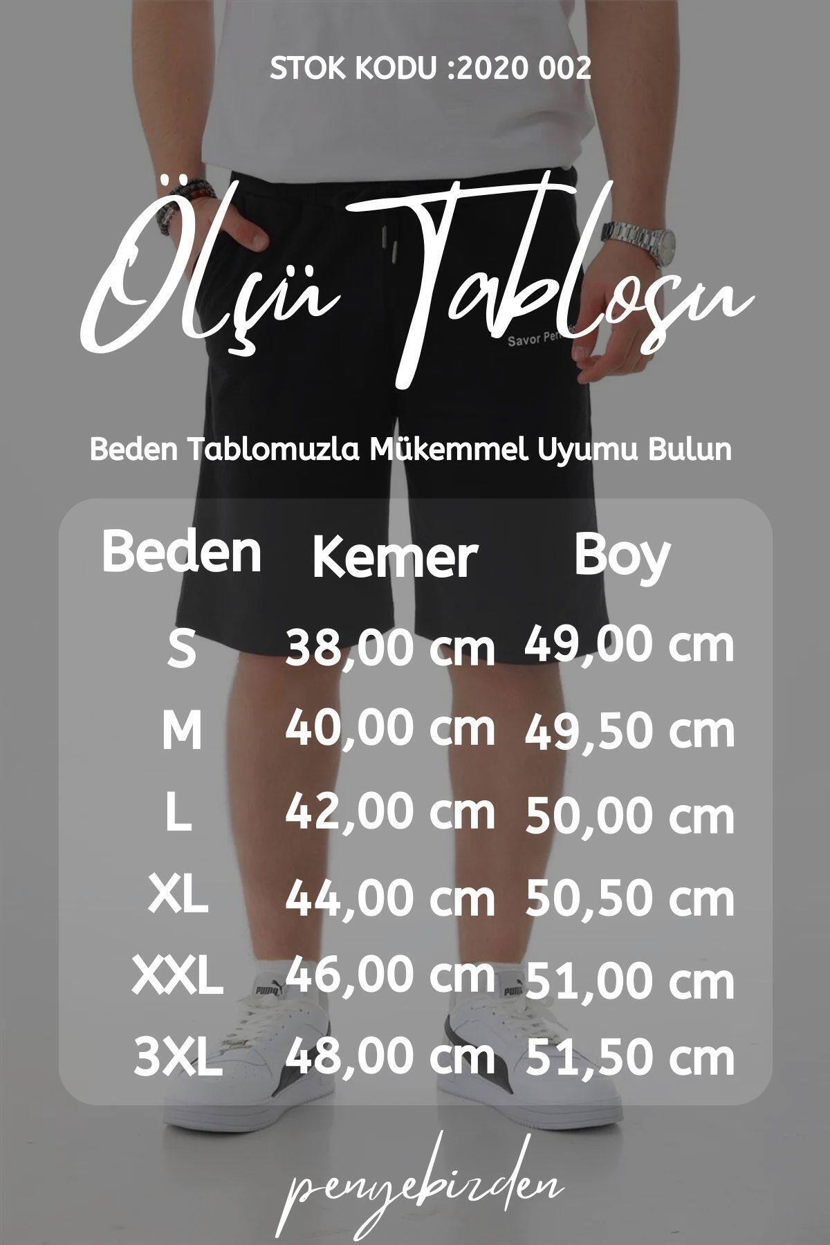 penyebizden Erkek Regular Fit (Normal Kesim) %100 Pamuklu Şort-Siyah görsel 6