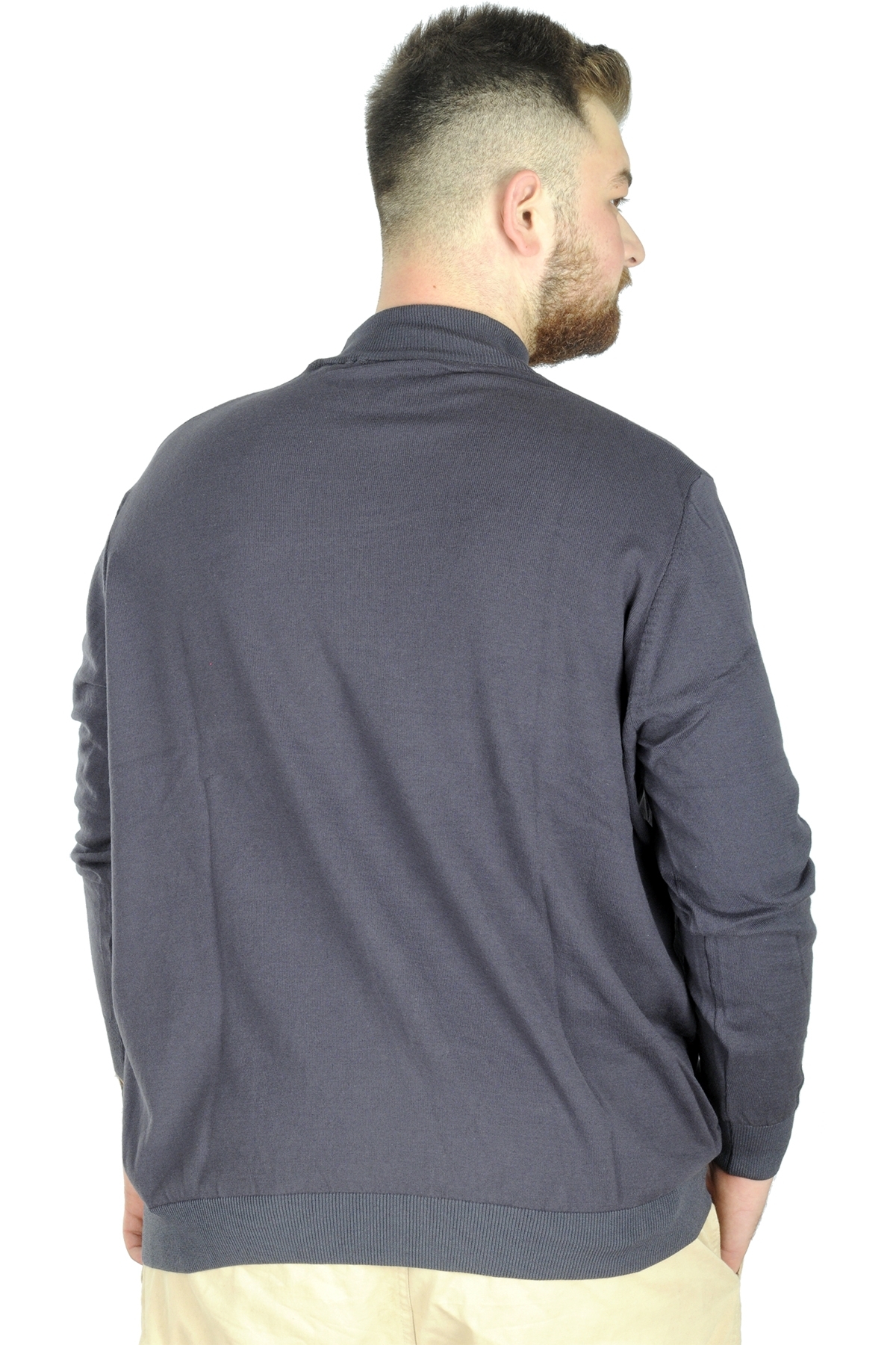 ModeXL Mode XL Büyük Beden Kazak Yarım Balıkçı 22208 Füme görsel 3
