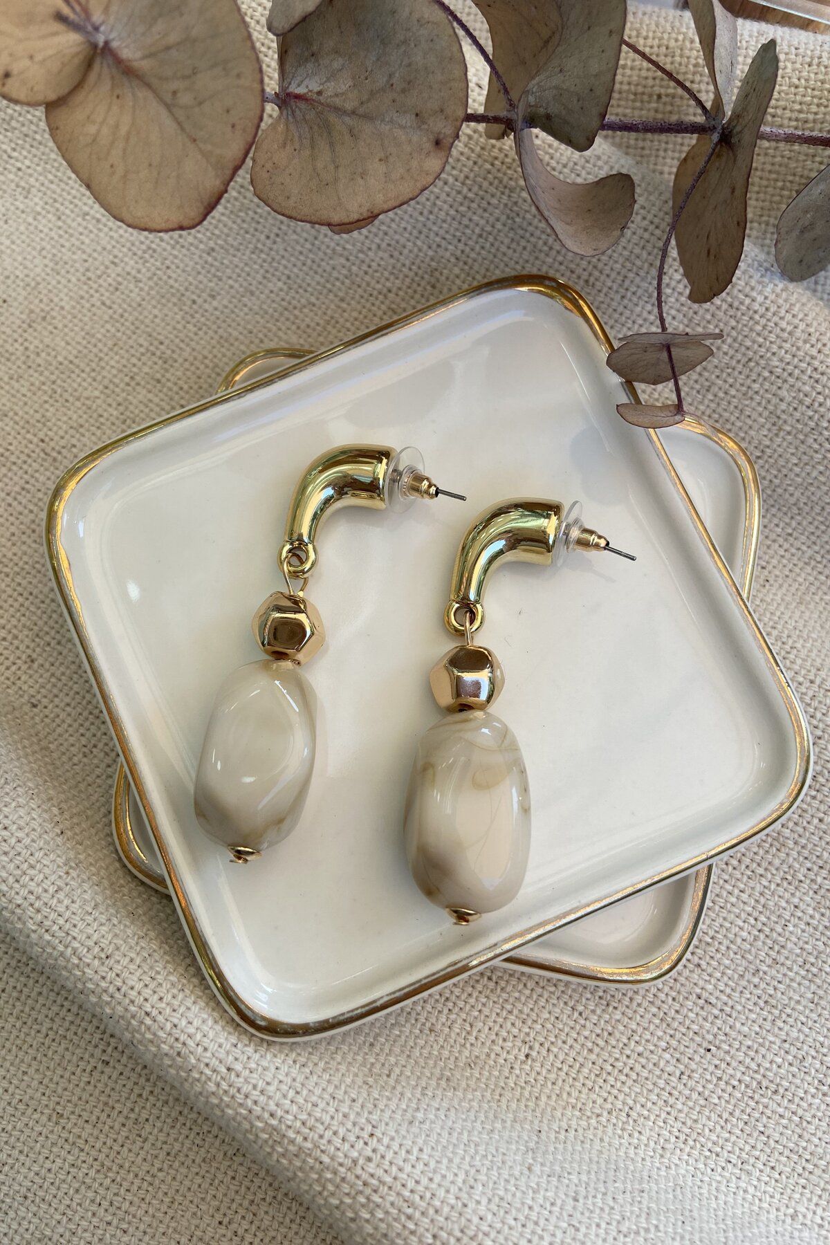My Joyas Design-Dangle Bone Moire Earrings 1