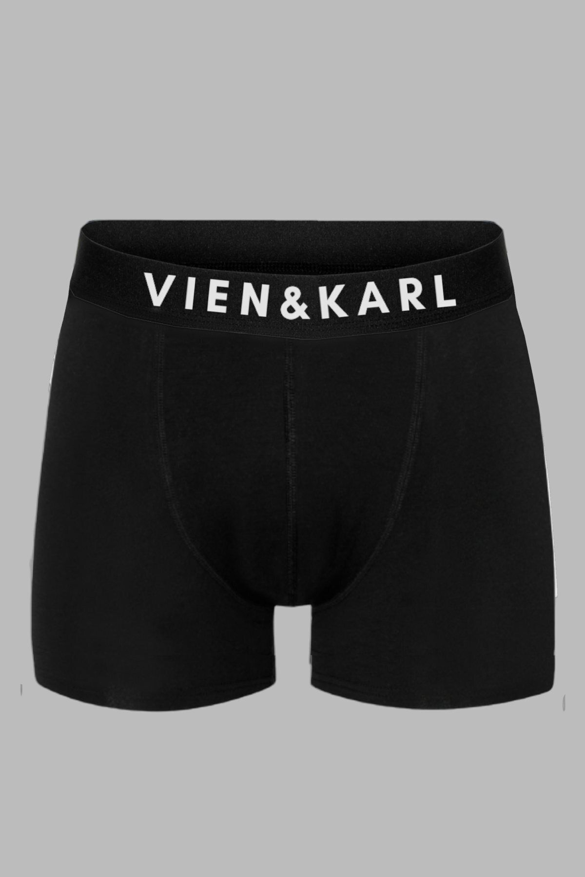 Vien&Karl-Men's Black Box of 6 Plain Lycra Boxer Shorts 4