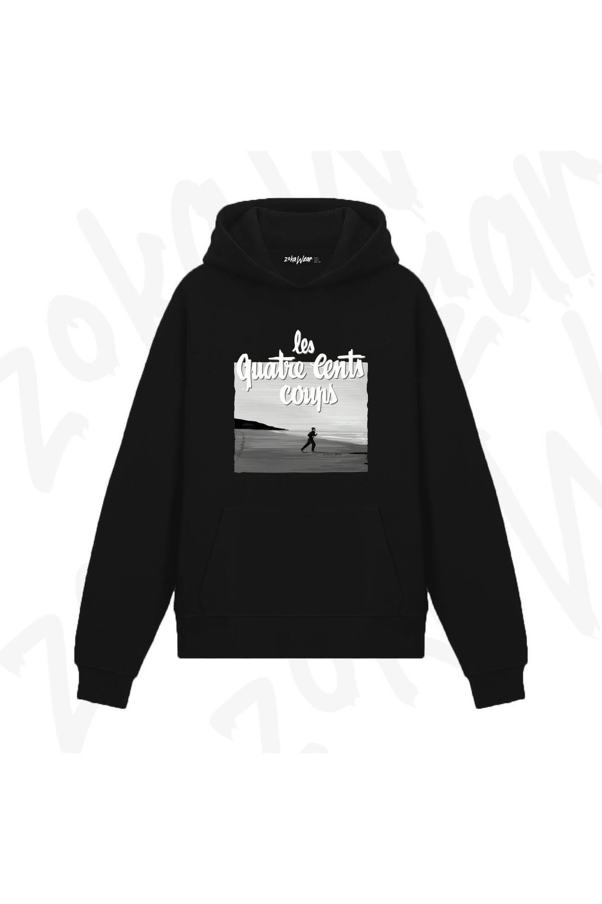 exans Hanorac Cu Glugă Cu Imprimeu Truffaut 400 Blows 400 Coups Unisex - S