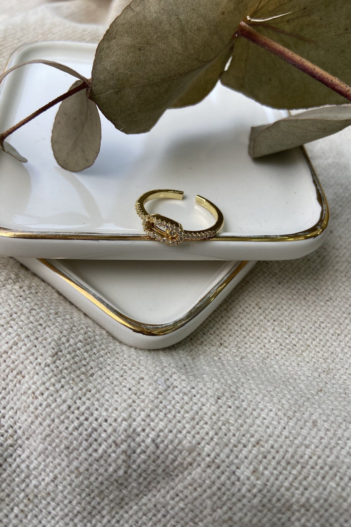 My Joyas Design-14K Gold Plated - Minimal Designed Empty Ring 4
