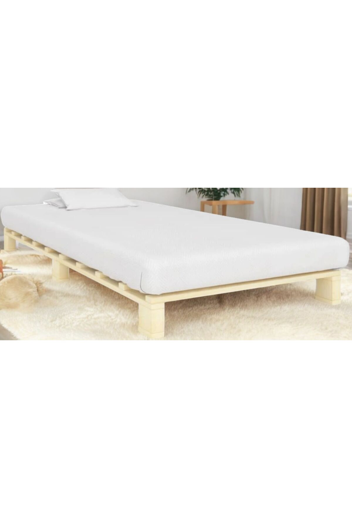 pinoxi 90cm X 200cm Masif Ahşap Natural Platform Karyola 90cm X 200cm Masif Natural