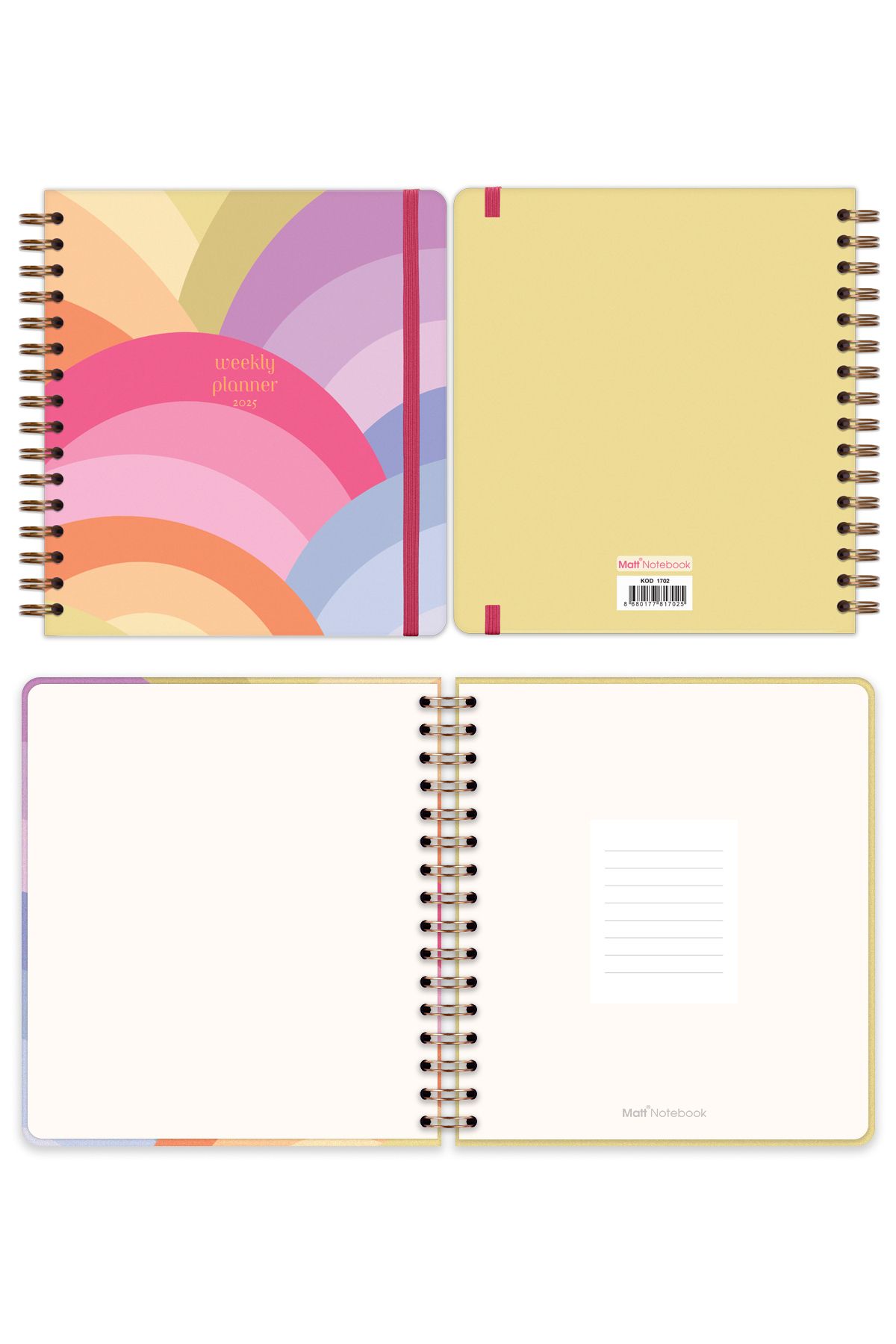 Matt Notebook-2025 Year Weekly Square Agenda - 12 Month Rainbow 5