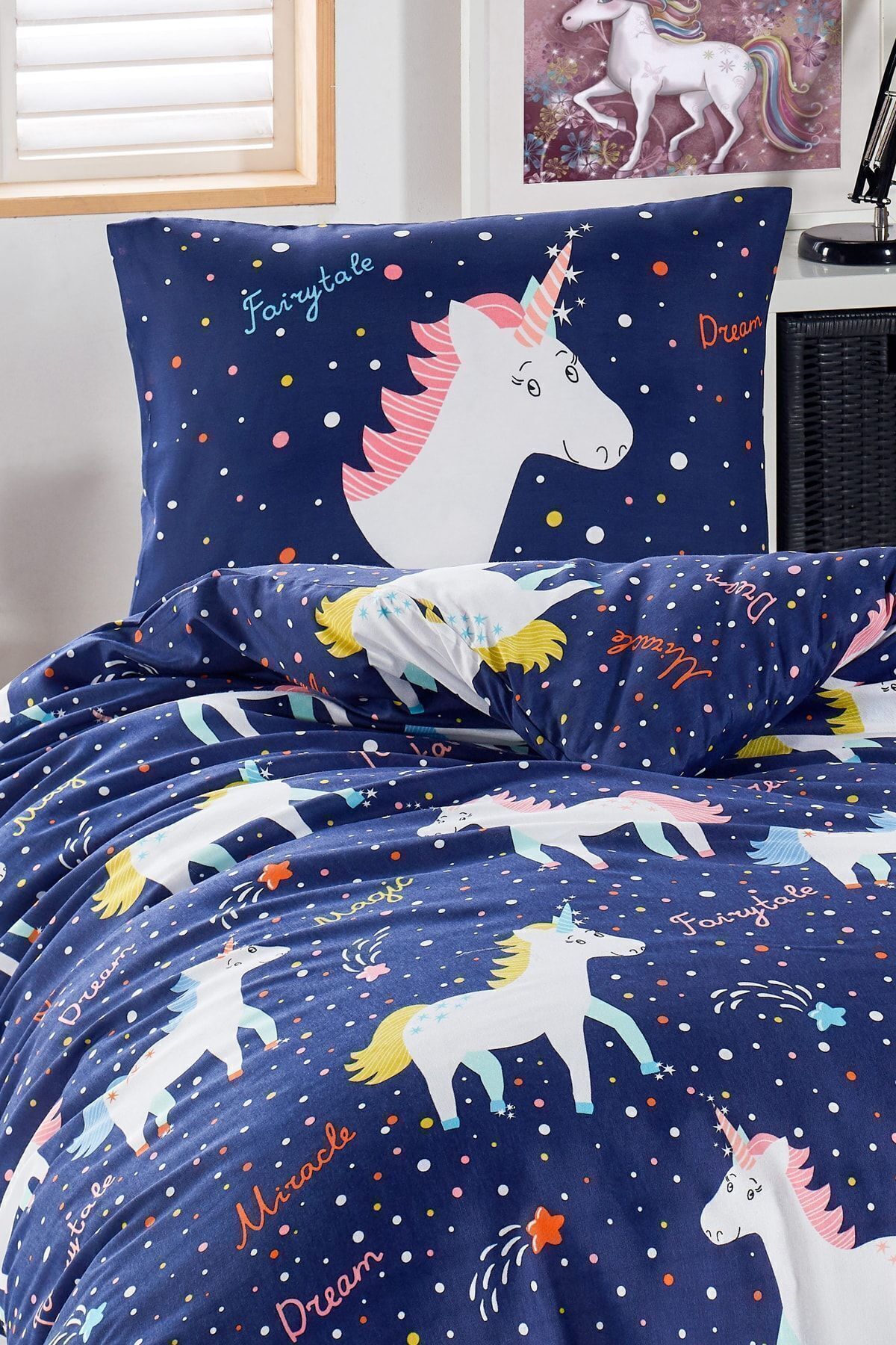 Eponj Home Junior Nevresim Seti Tek Kişilik MagicUnicorn Laci fotoğrafı 3 (önizleme)