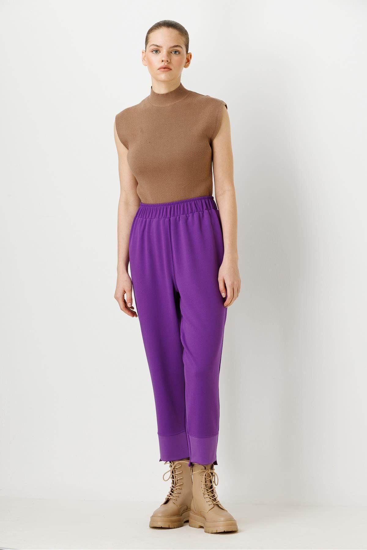 Ghisa-Light Purple Elastic Waist Trousers 4