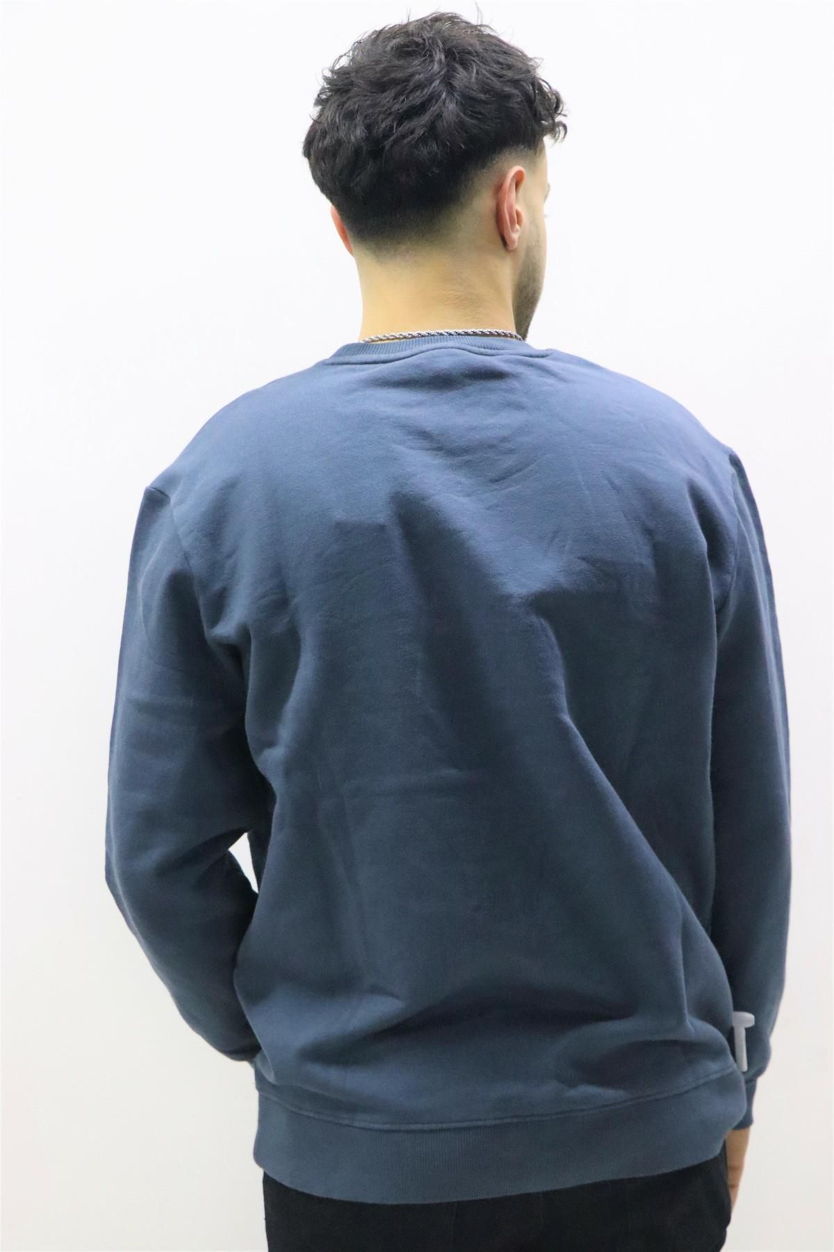 سویشرت خاکستری مردانه L80XTJTG یقه ​​دوچرخه تیره Lee