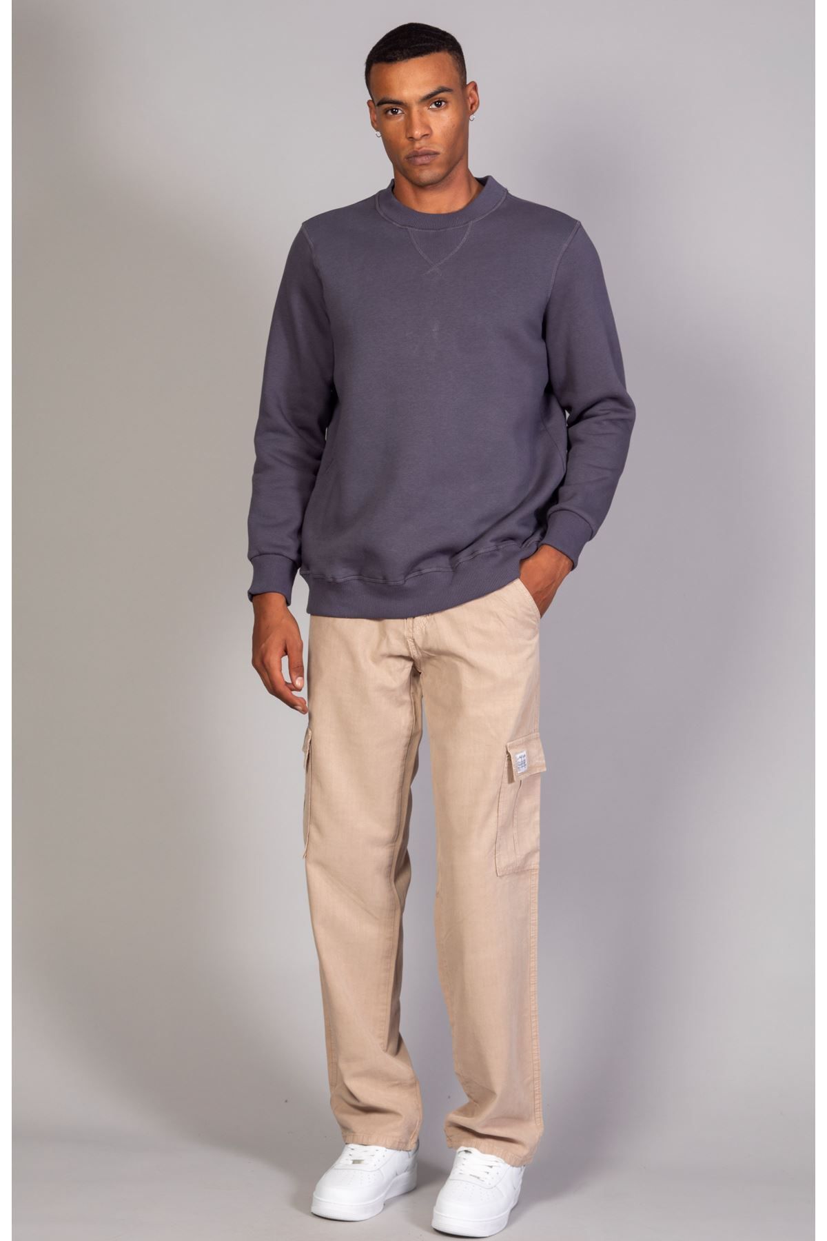 سویشرت خاکستری مردانه پارچه نرم به طور منظم و مناسب یقه آنتراسیت LTC Jeans