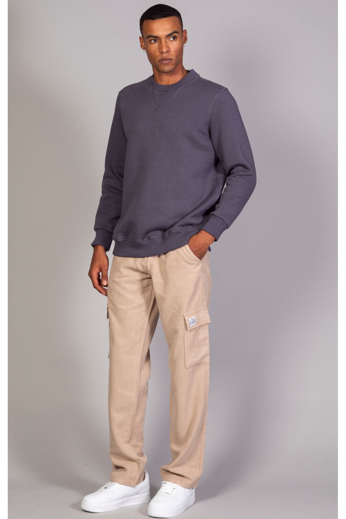 سویشرت خاکستری مردانه پارچه نرم به طور منظم و مناسب یقه آنتراسیت LTC Jeans