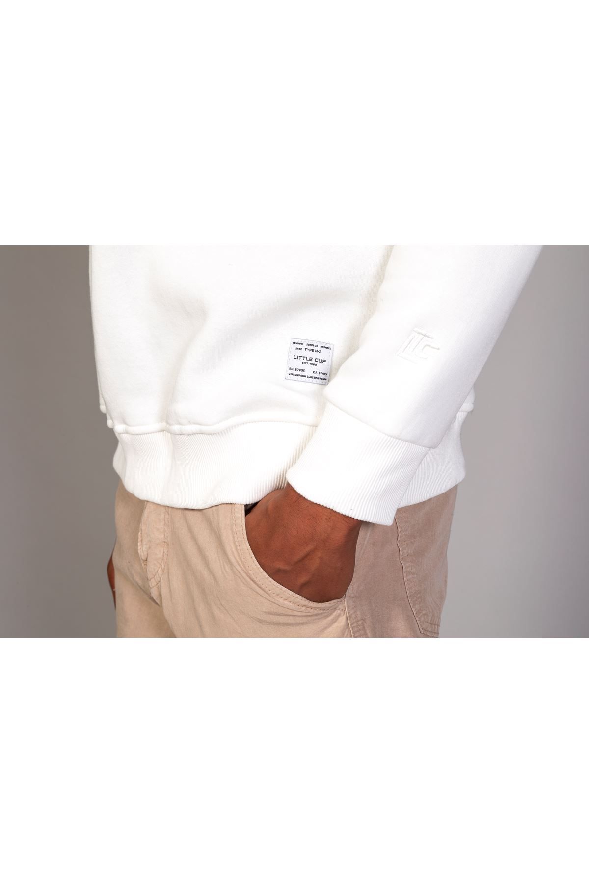سویشرت مردانه پارچه نرم به طور منظم و مناسب یقه برش ECRU LTC Jeans