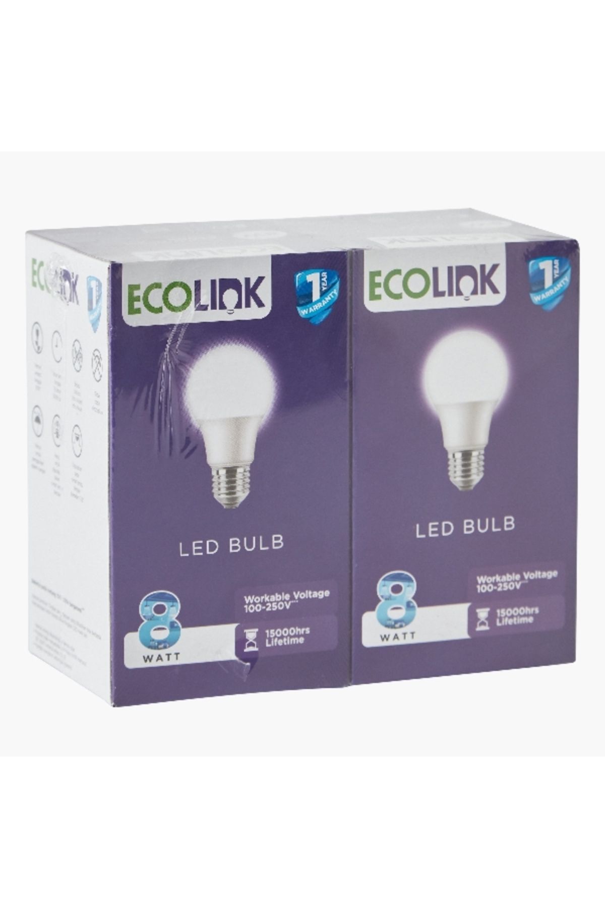 ecolink-8W E27 Day Light LED Bulb - Set of 2 4